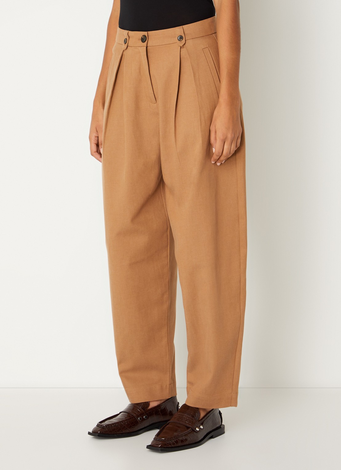 MSCH Copenhagen MMGweneth high waist tapered fit broek  - detail 4 camel
