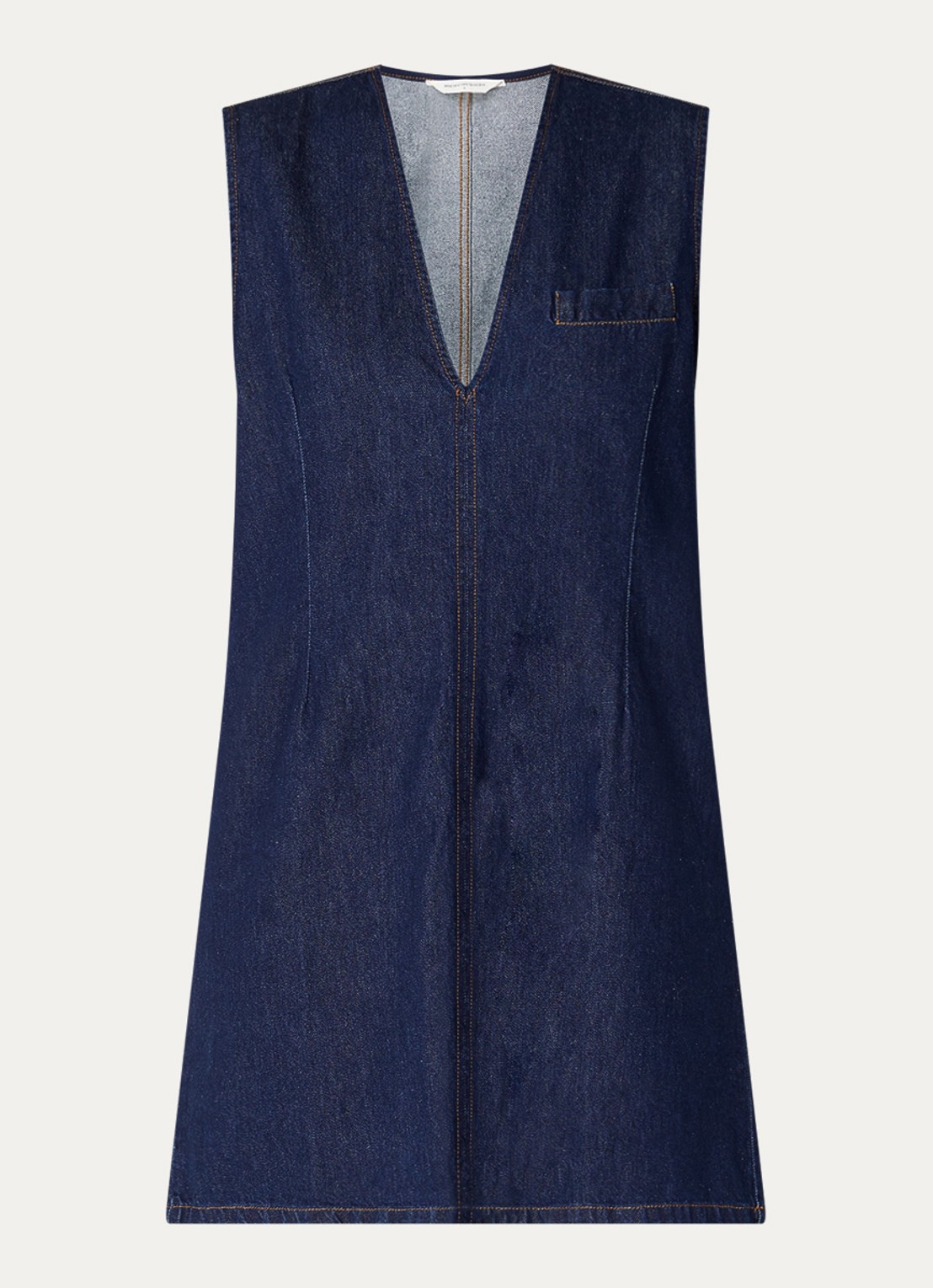 MSCH Copenhagen MSCHAdna Alena mini denim jurk met borstzak - voorkant indigo