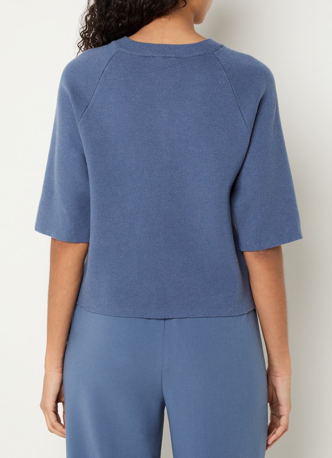 MSCH Copenhagen MSCHAubree fijngebreid vest met ronde hals - achterkant blauw