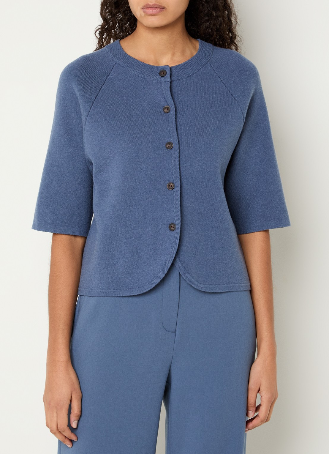 MSCH Copenhagen MSCHAubree fijngebreid vest met ronde hals - detail 4 blauw