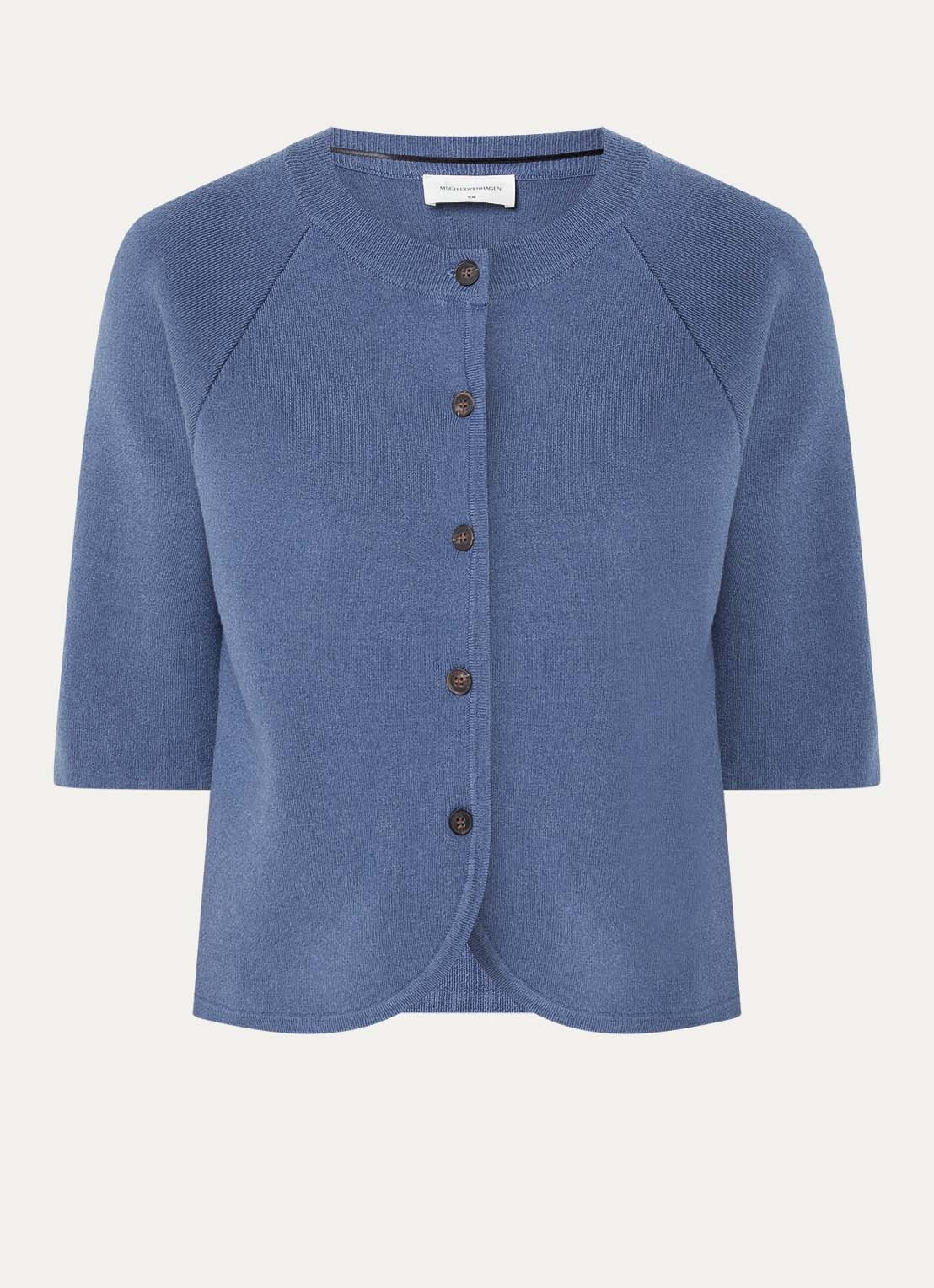 MSCH Copenhagen MSCHAubree fijngebreid vest met ronde hals - voorkant 2 blauw