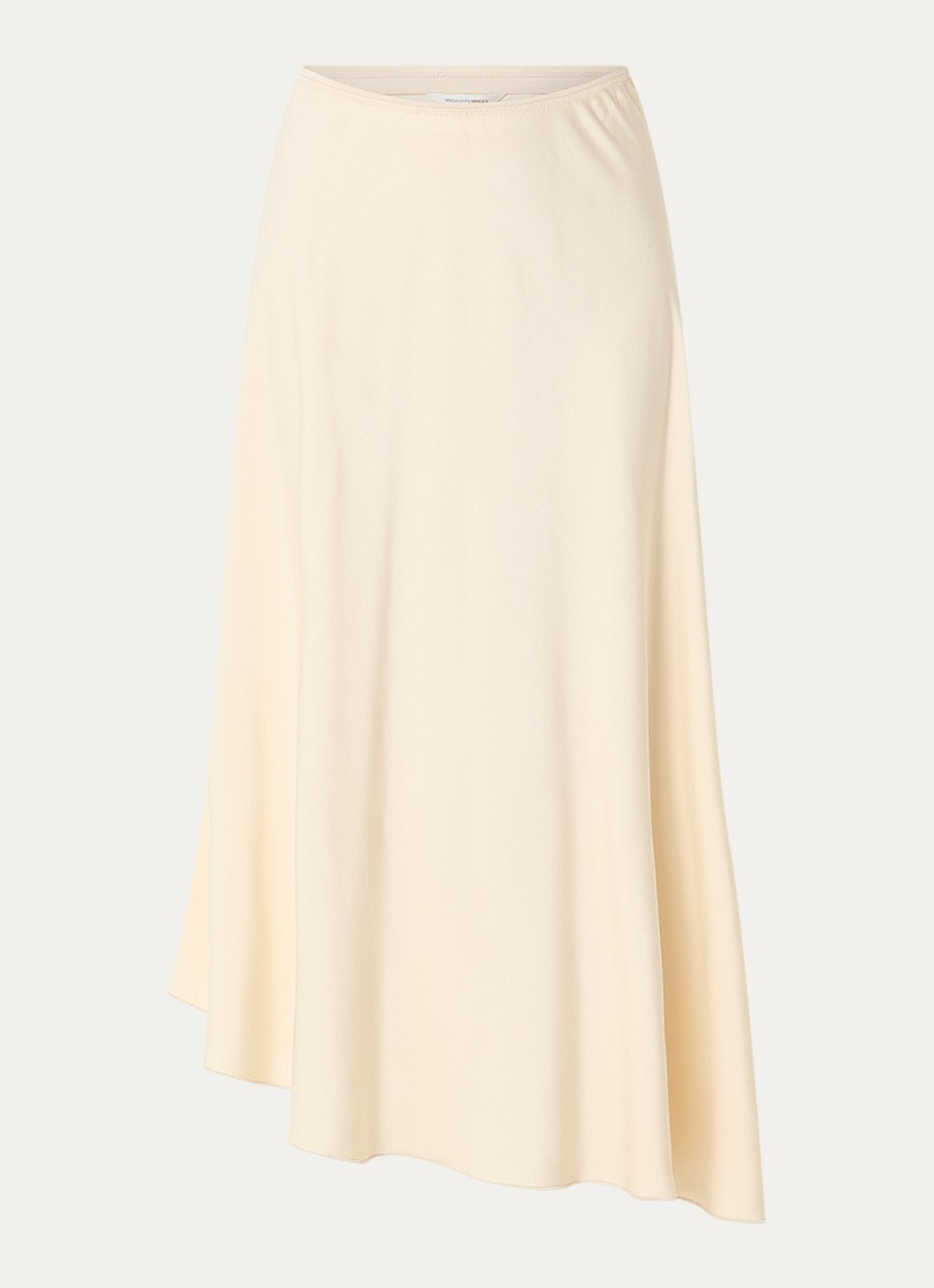 MSCH Copenhagen MSCHBethanie midi rok van satijn met asymmetrische zoom - voorkant 3 beige