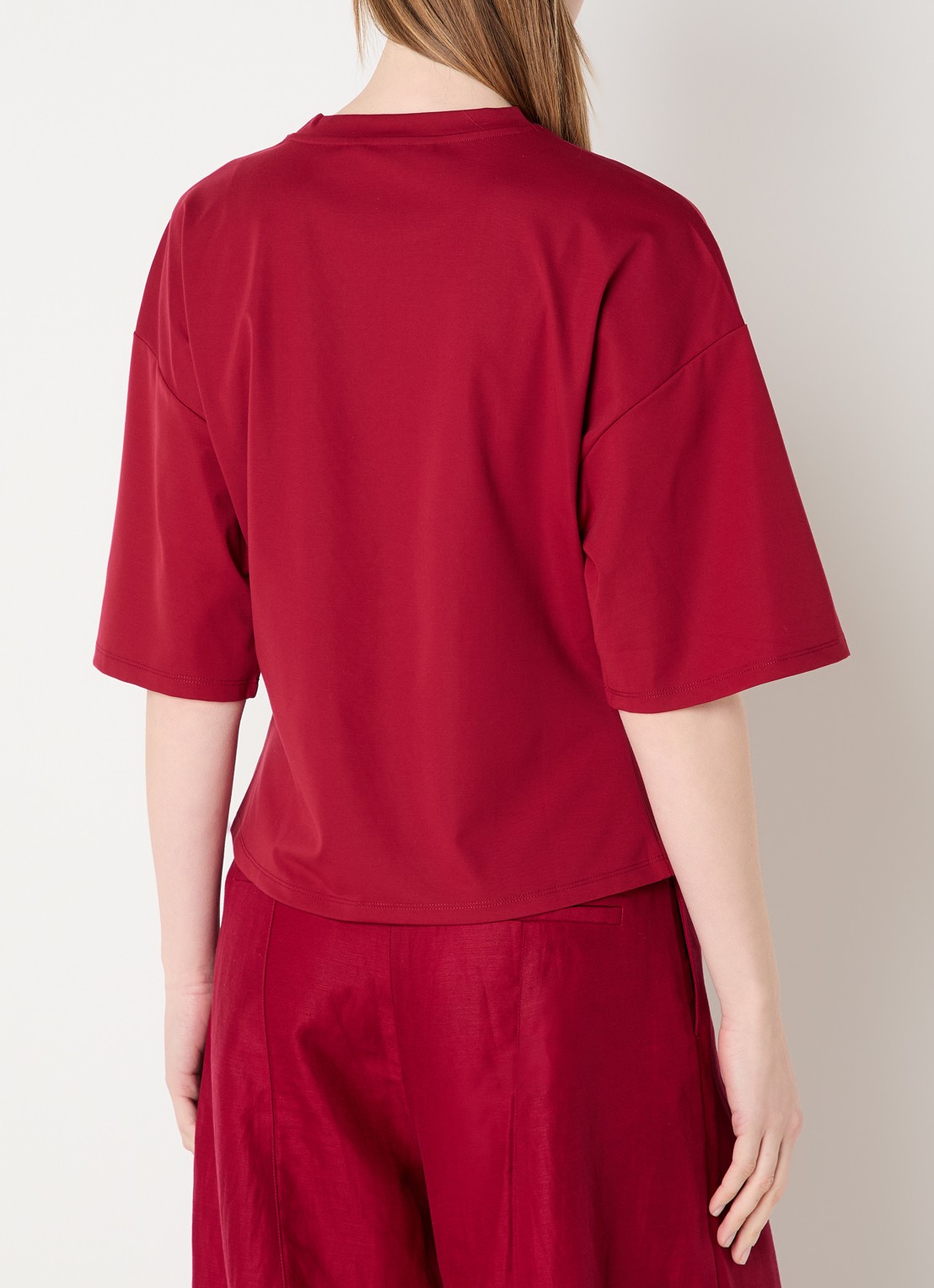 MSCH Copenhagen MSCHBreanne T-shirt met plooidetail - achterkant donkerrood