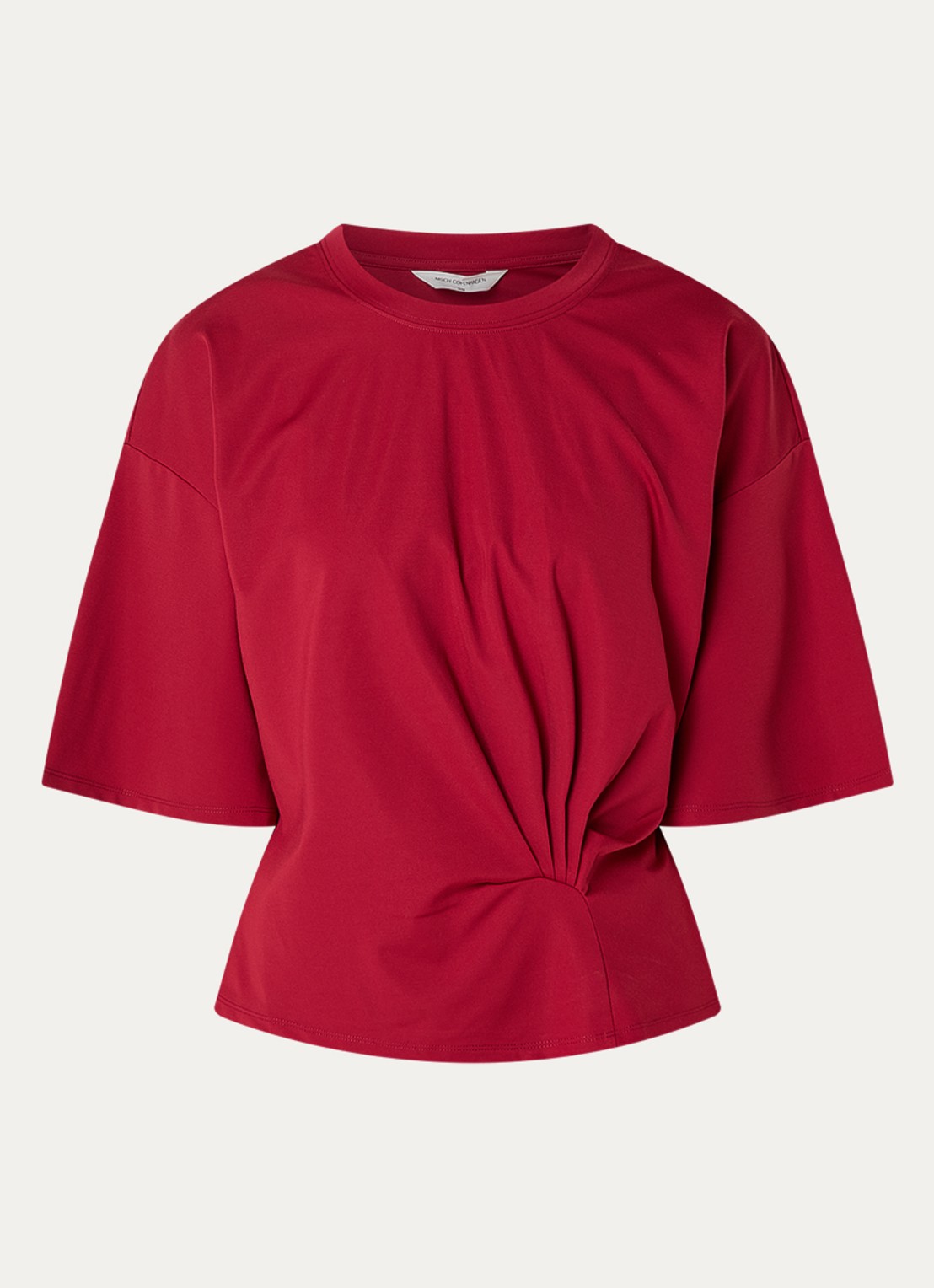 MSCH Copenhagen MSCHBreanne T-shirt met plooidetail - voorkant 3 donkerrood