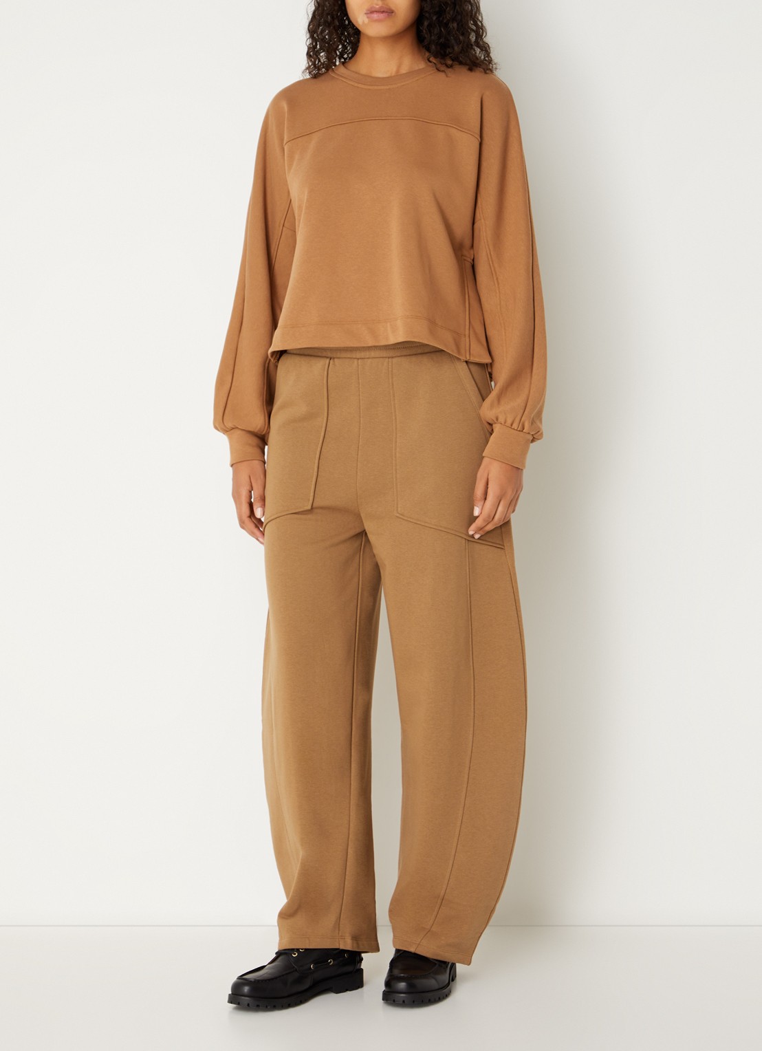 MSCH Copenhagen Mschbriena high waist tapered fit joggingbroek - voorkant 3 cognac