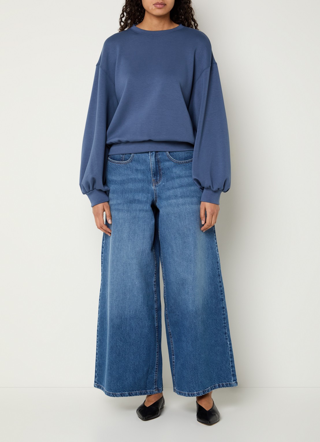 MSCH Copenhagen MSCHBrionna sweater met ballonmouwen - voorkant 2 blauw