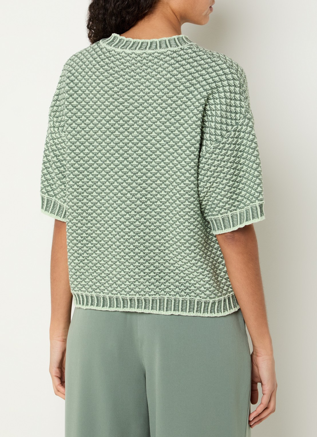 MSCH Copenhagen MSCHCatina grofgebreide pullover met borduring - achterkant 4 groen
