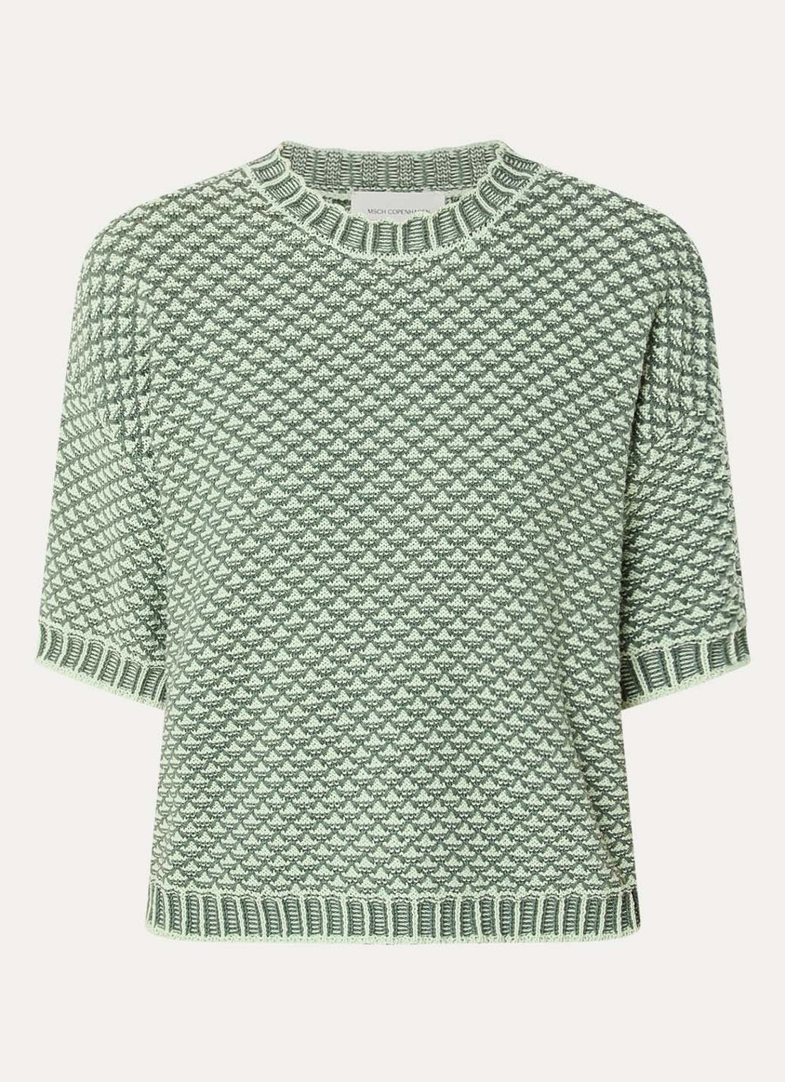 MSCH Copenhagen MSCHCatina grofgebreide pullover met borduring - voorkant groen