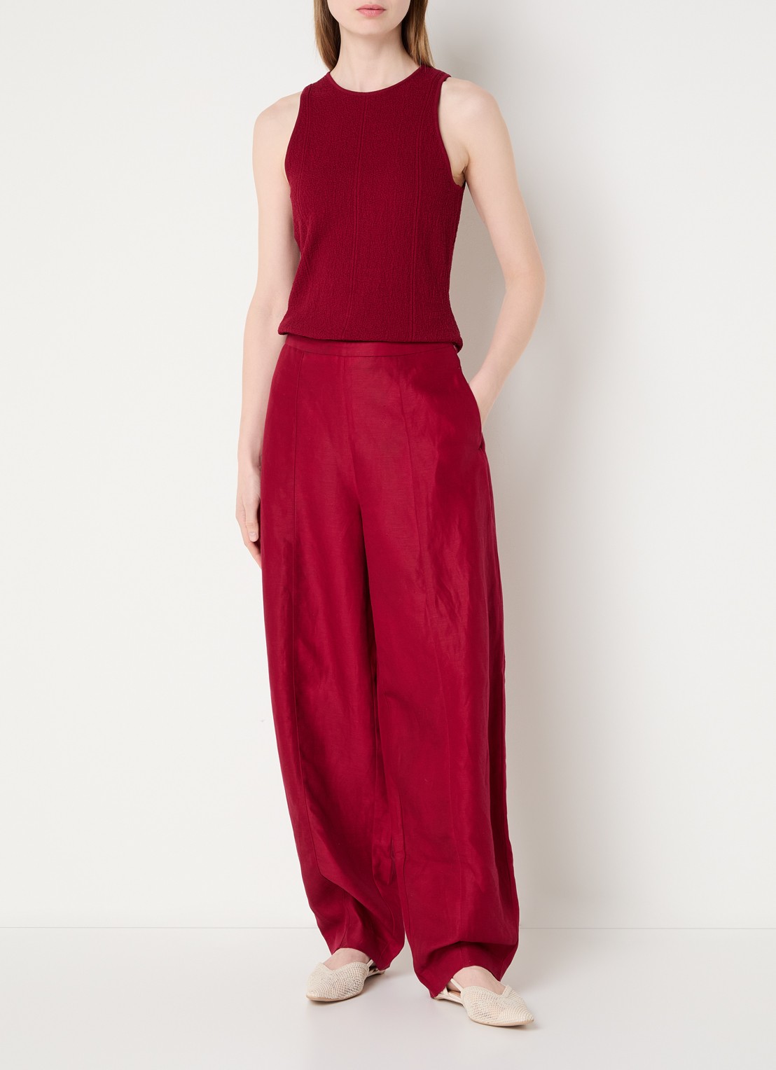 MSCH Copenhagen MSCHCharlitta grofgebreide tanktop - voorkant 2 donkerrood