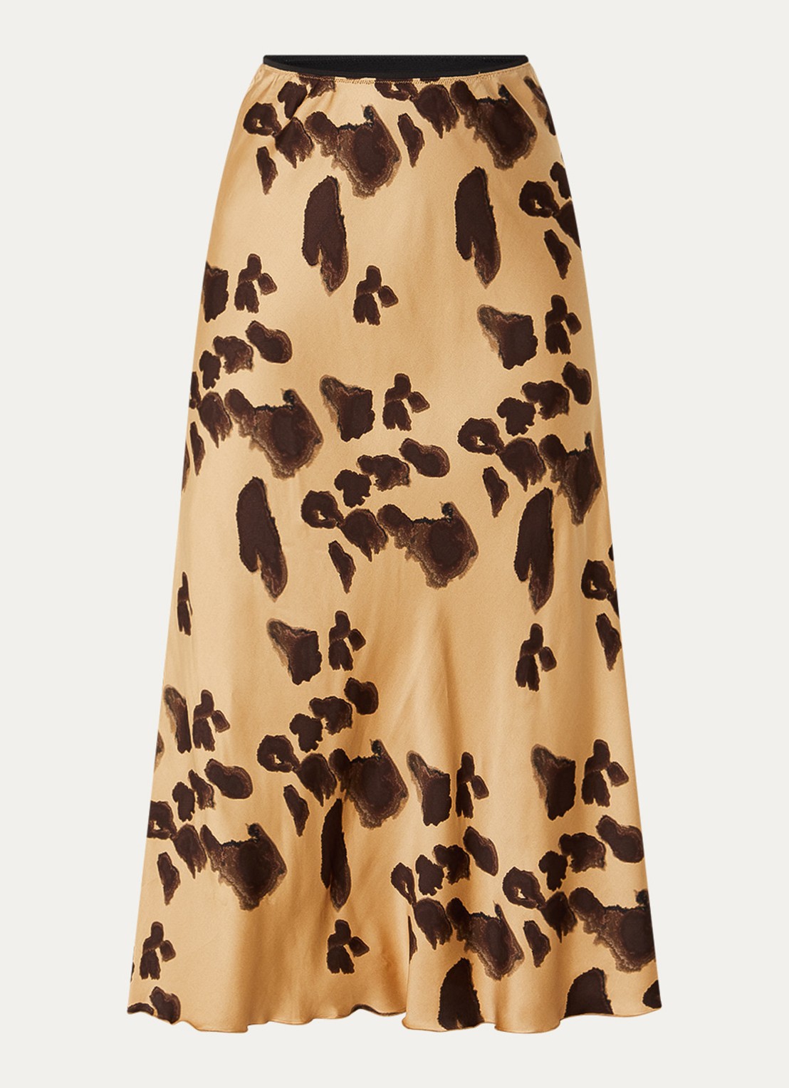 MSCH Copenhagen MSCHClarette Irida maxi rok van zijde met panterprint - voorkant 3 camel