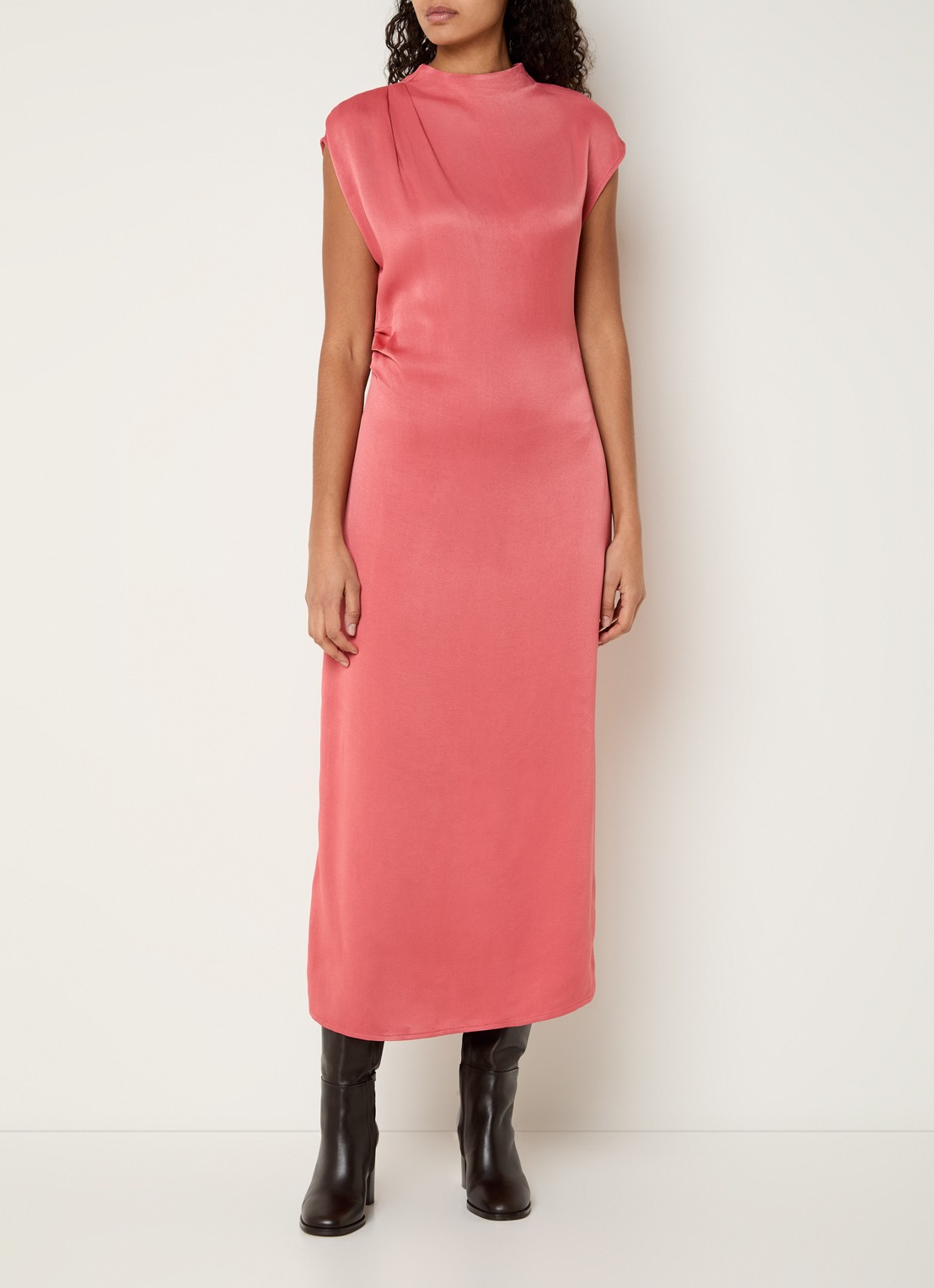 MSCH Copenhagen MSCHClark midi jurk met split - detail 4 abrikoos