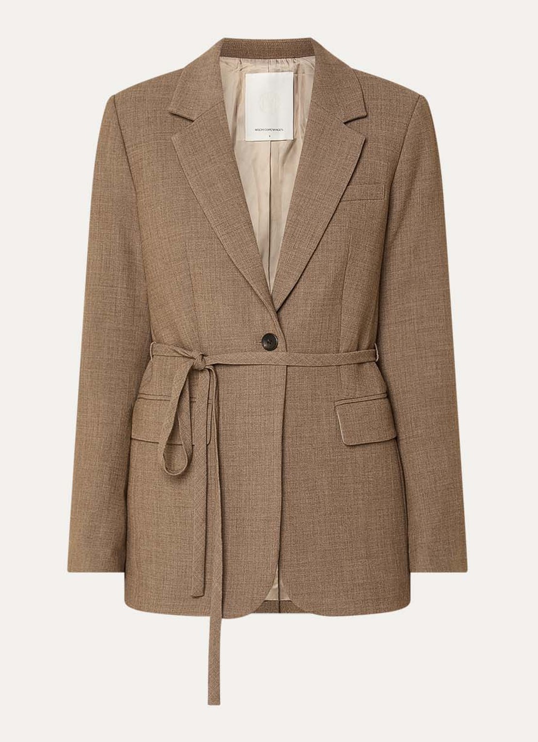 MSCH Copenhagen MSCHDarina blazer met strikceintuur en klepzakken - voorkant 2 bruin