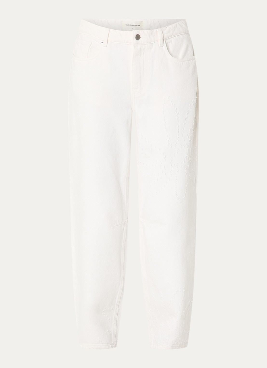 MSCH Copenhagen MSCHDexter high waist balloon fit jeans met destroyed afwerking - voorkant 2 gebroken wit
