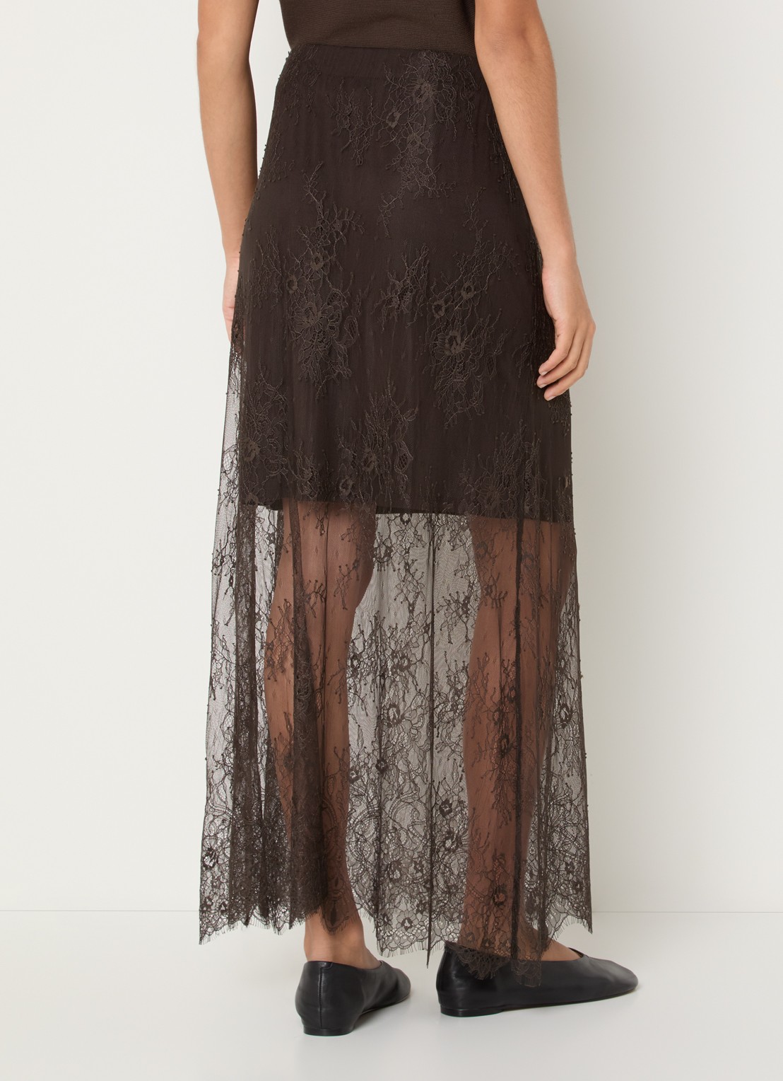 MSCH Copenhagen MSCHDusty semi-transparante maxi rok van kant - achterkant 2 bruin