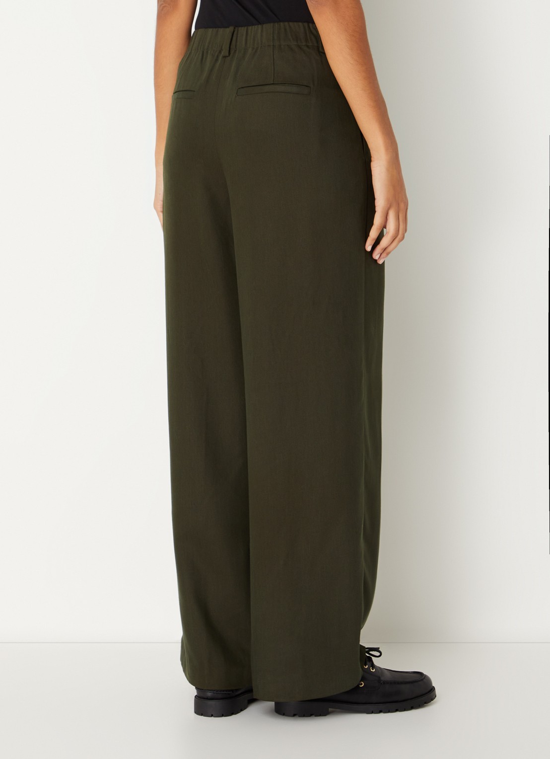MSCH Copenhagen Mschesterika high waist wide fit pantalon  - achterkant legergroen
