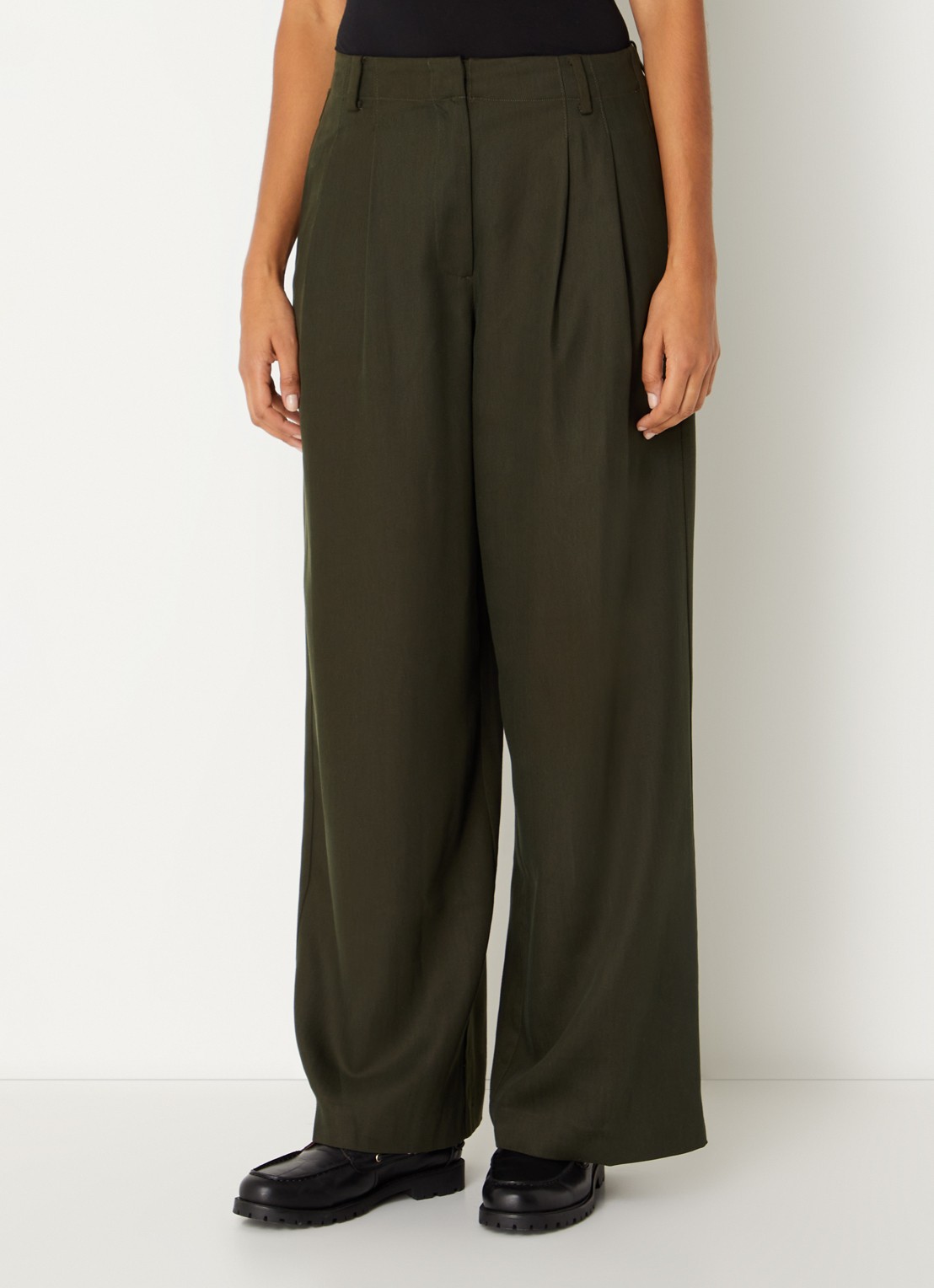 MSCH Copenhagen Mschesterika high waist wide fit pantalon  - detail 4 legergroen