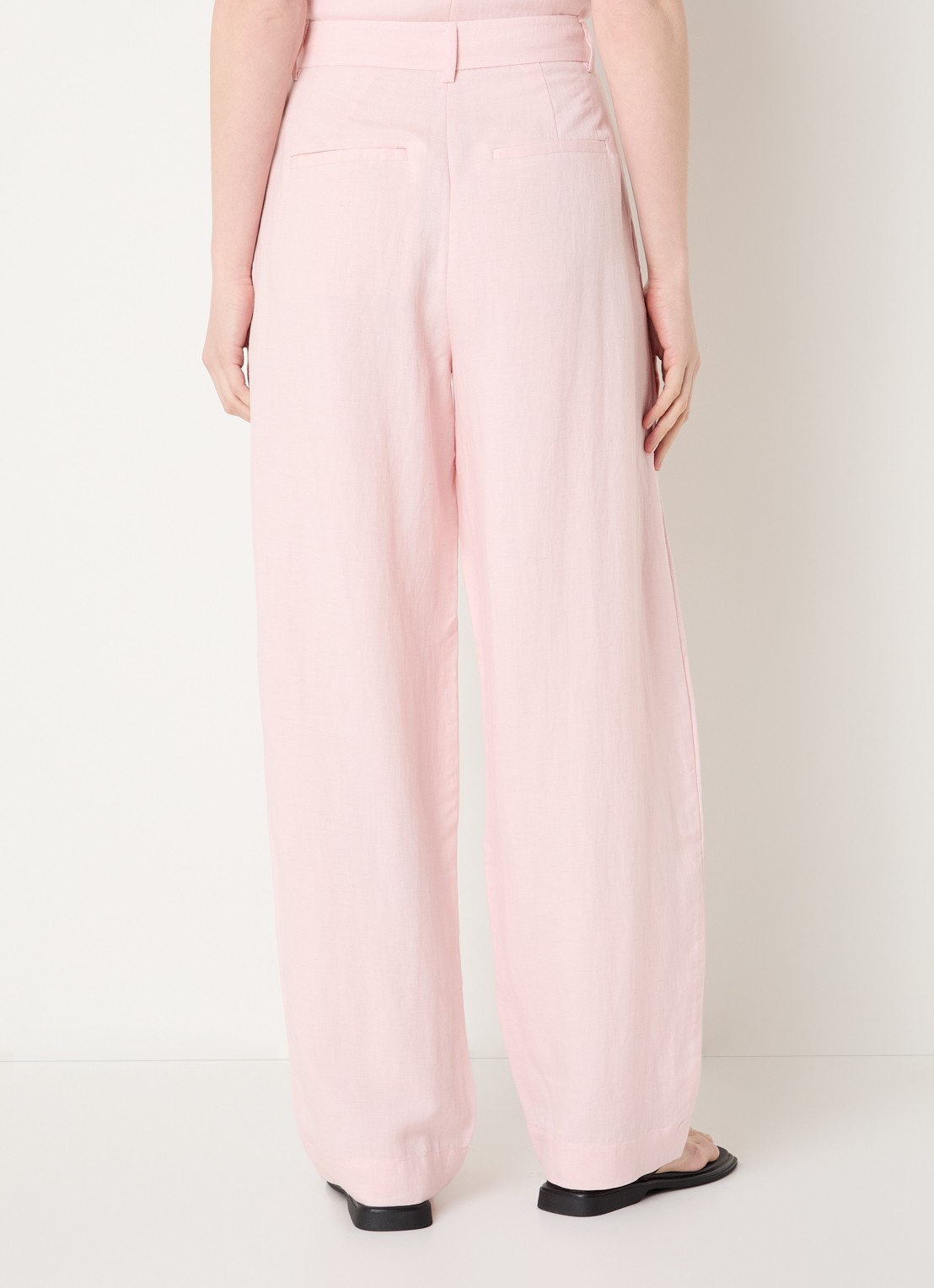 MSCH Copenhagen MSCHFranciska high waist wide fit pantalon in linnenblend - achterkant 4 lichtroze