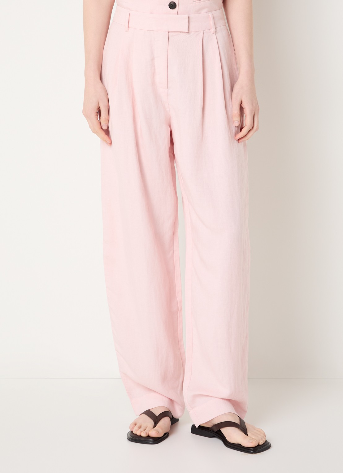 MSCH Copenhagen MSCHFranciska high waist wide fit pantalon in linnenblend - detail 3 lichtroze