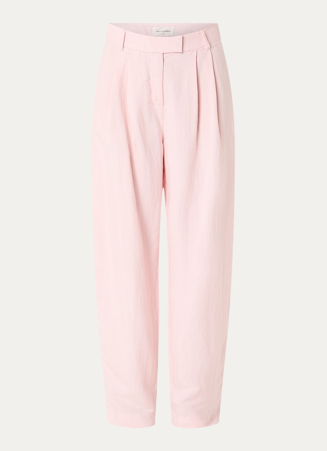 MSCH Copenhagen MSCHFranciska high waist wide fit pantalon in linnenblend - voorkant lichtroze