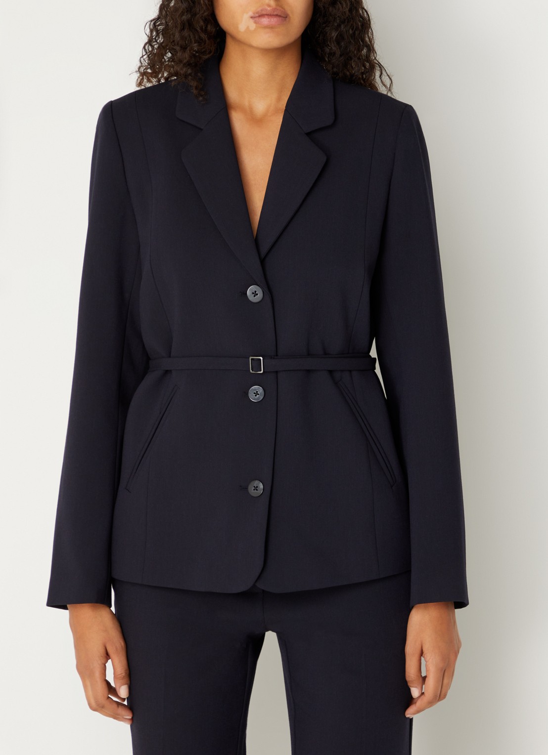 MSCH Copenhagen Mschfreylia blazer met paspelzakken en ceintuur - detail 4 blauw