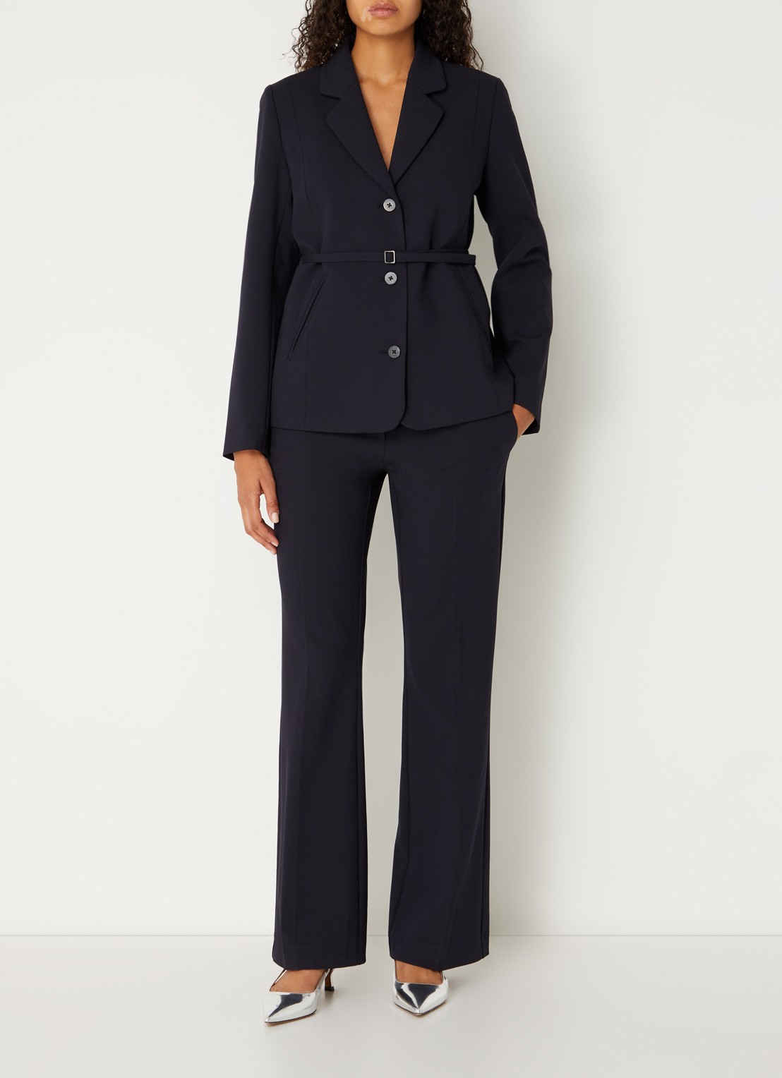 MSCH Copenhagen Mschfreylia high waist straight fit pantalon - voorkant 4 donkerblauw