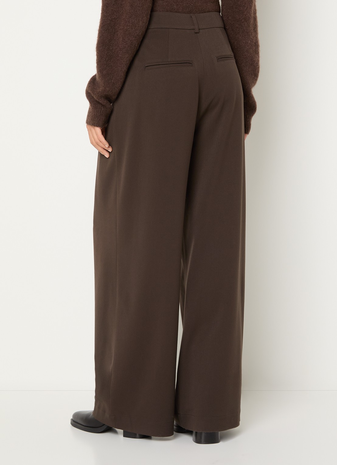 MSCH Copenhagen MSCHHenrika high waist loose fit pantalon met plooidetail - achterkant 3 bruin