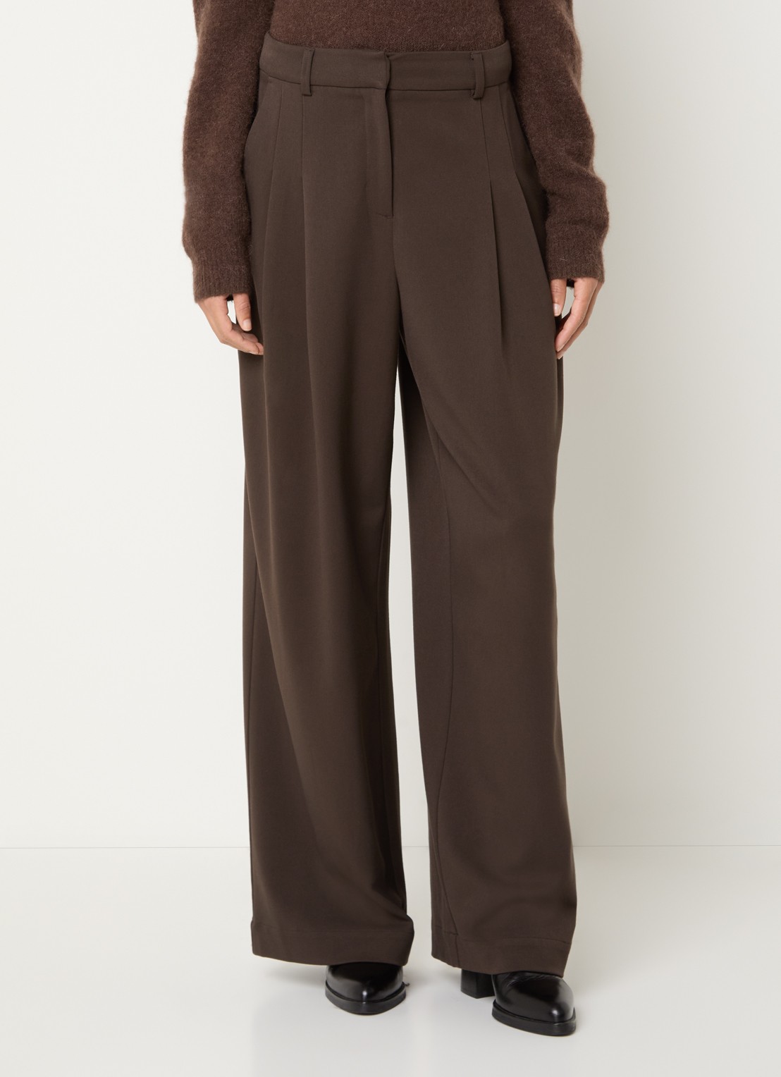 MSCH Copenhagen MSCHHenrika high waist loose fit pantalon met plooidetail - detail 4 bruin