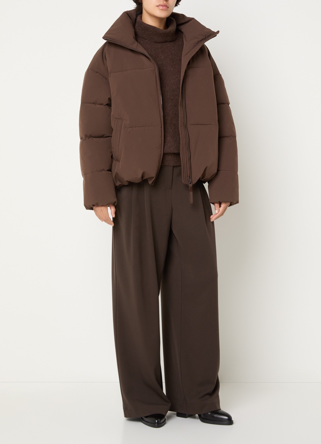 MSCH Copenhagen MSCHHenrika high waist loose fit pantalon met plooidetail - voorkant 2 bruin