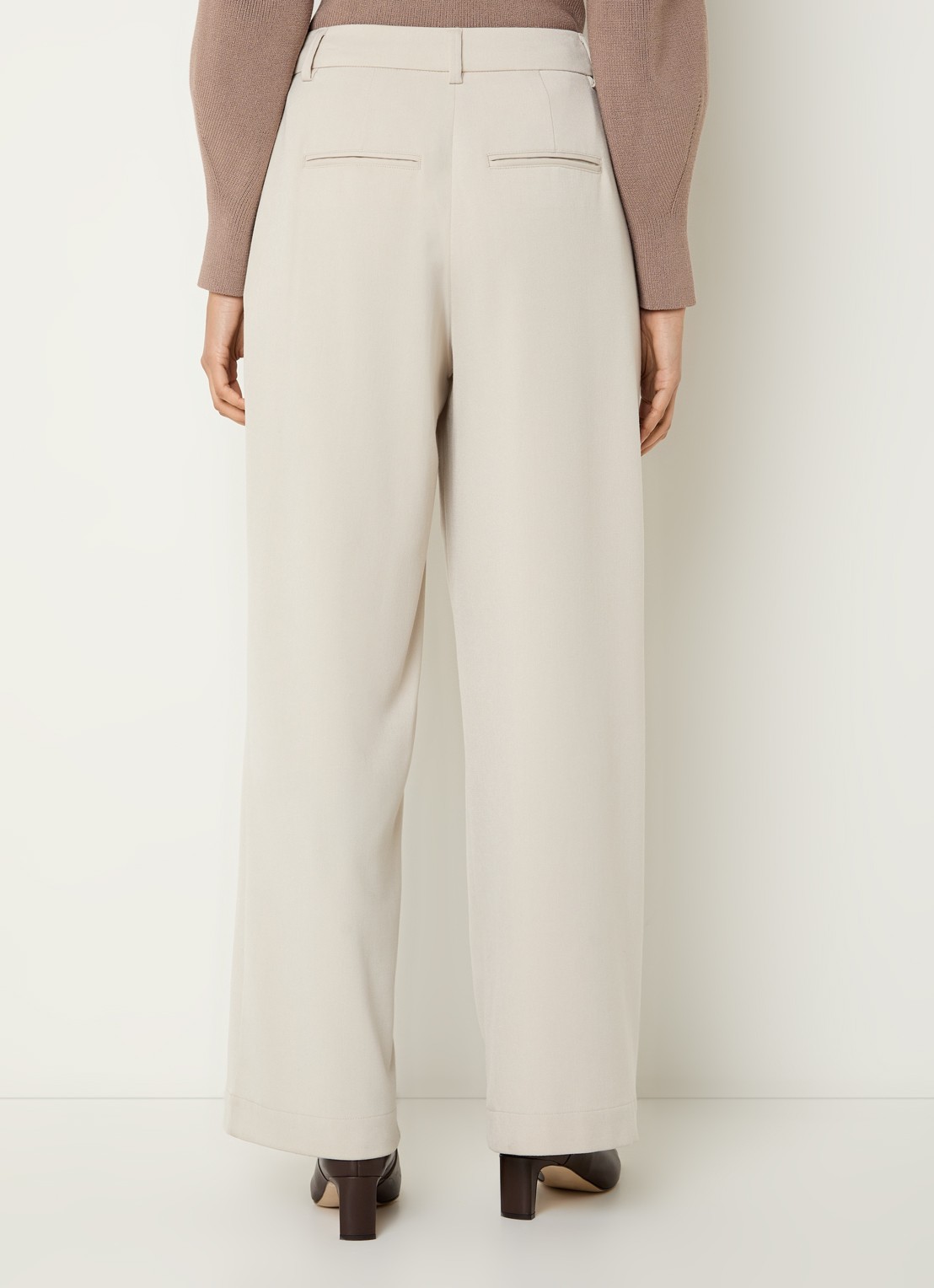MSCH Copenhagen MSCHHenrika high waist loose fit pantalon met steekzakken - achterkant 2 beige