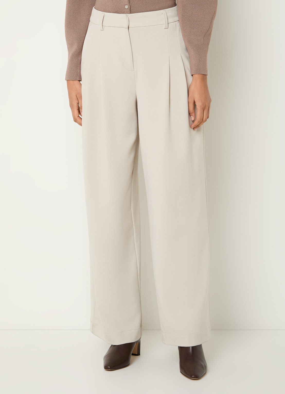 MSCH Copenhagen MSCHHenrika high waist loose fit pantalon met steekzakken - detail beige