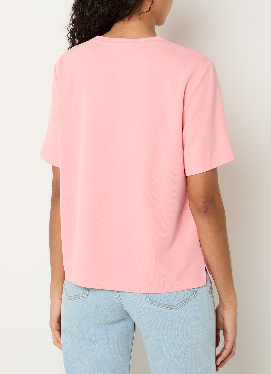 MSCH Copenhagen MSCHJacey T-shirt met ribstructuur - achterkant roze