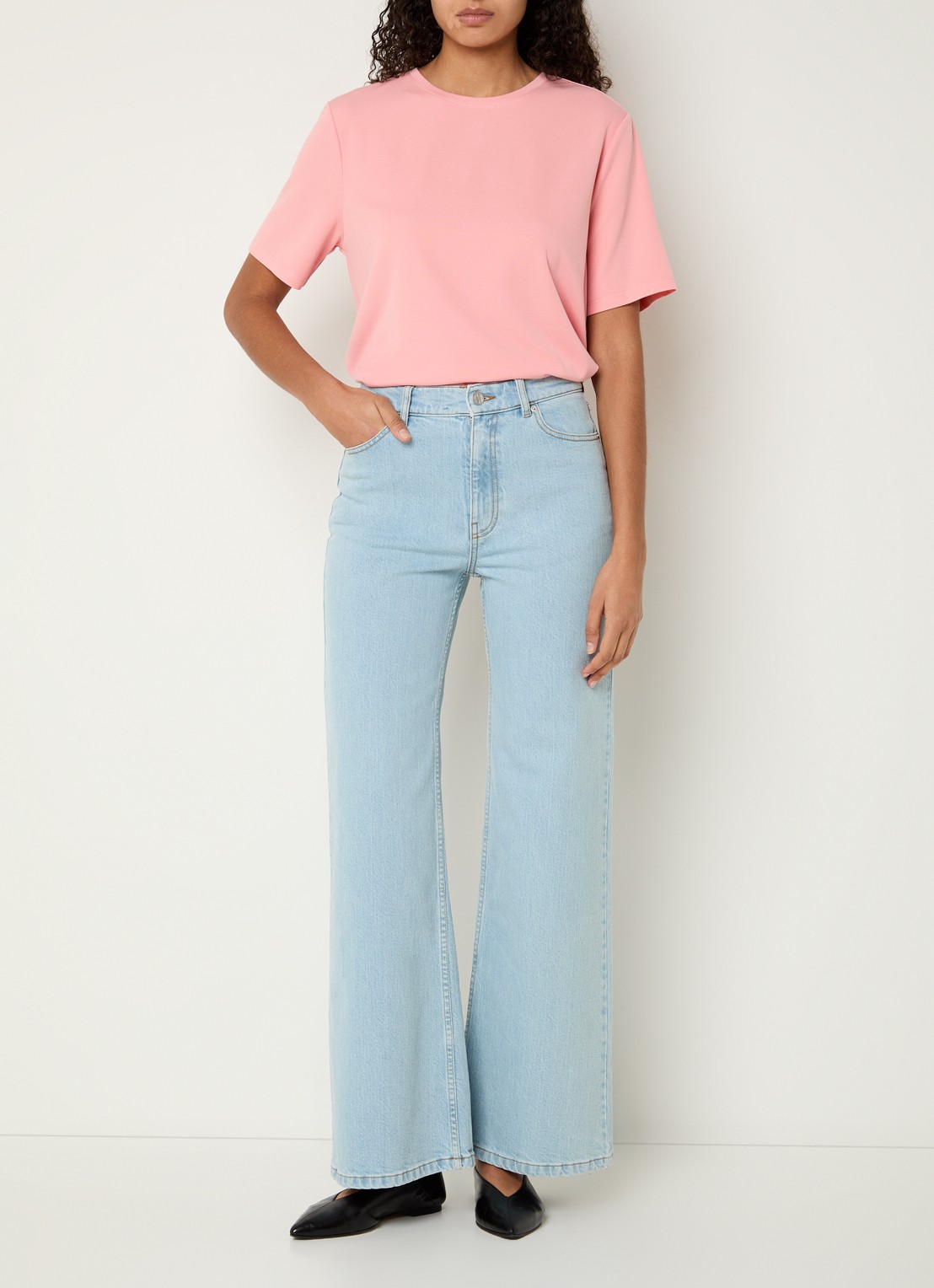 MSCH Copenhagen MSCHJacey T-shirt met ribstructuur - voorkant 3 roze