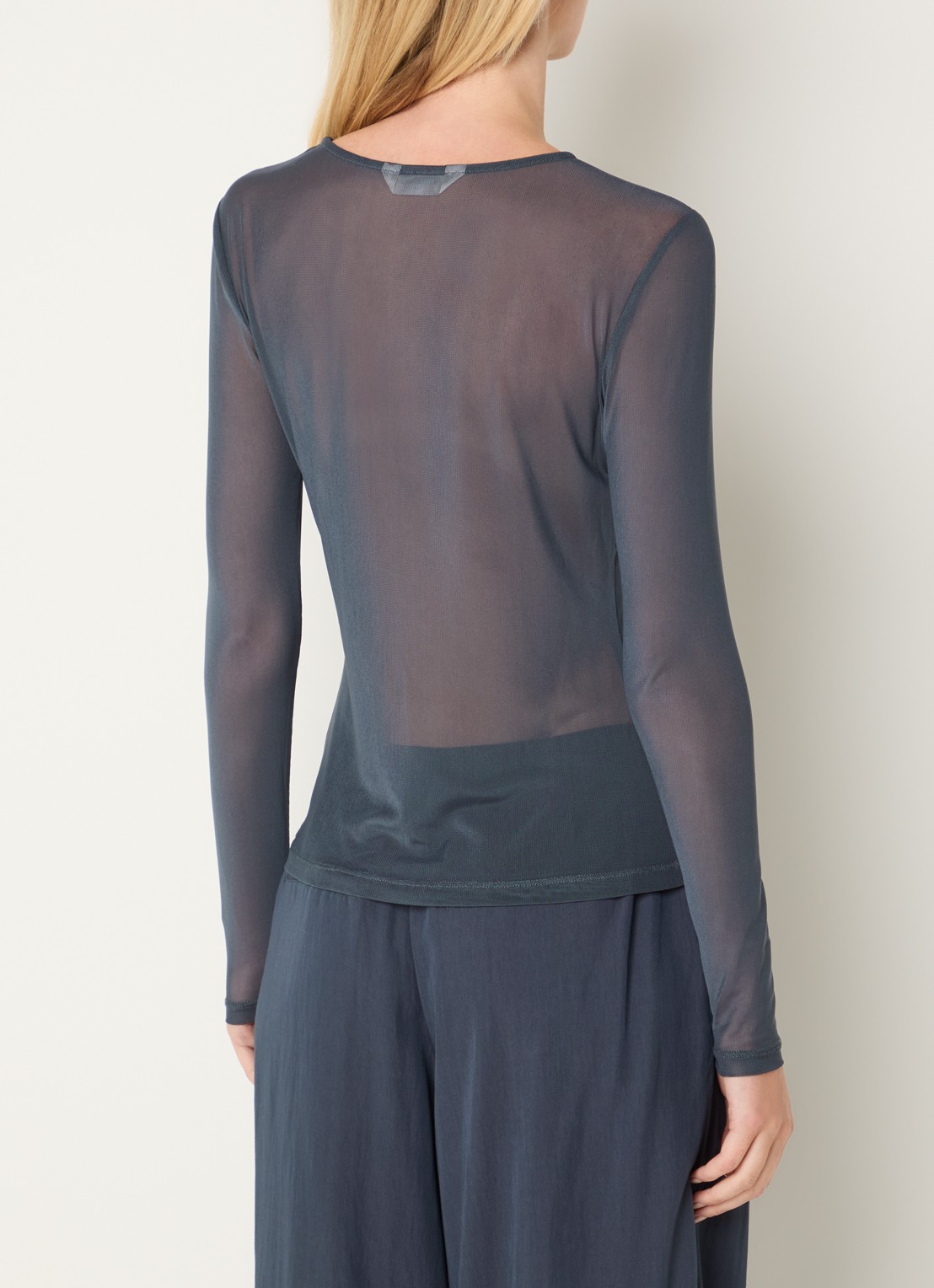 MSCH Copenhagen MSCHJanie Illenora semi-transparante top van mesh - achterkant indigo
