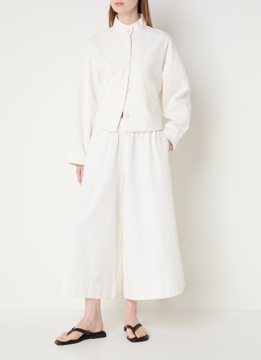 MSCH Copenhagen MSCHJosilyn high waist wide fit culotte met steekzakken - voorkant 2 wit