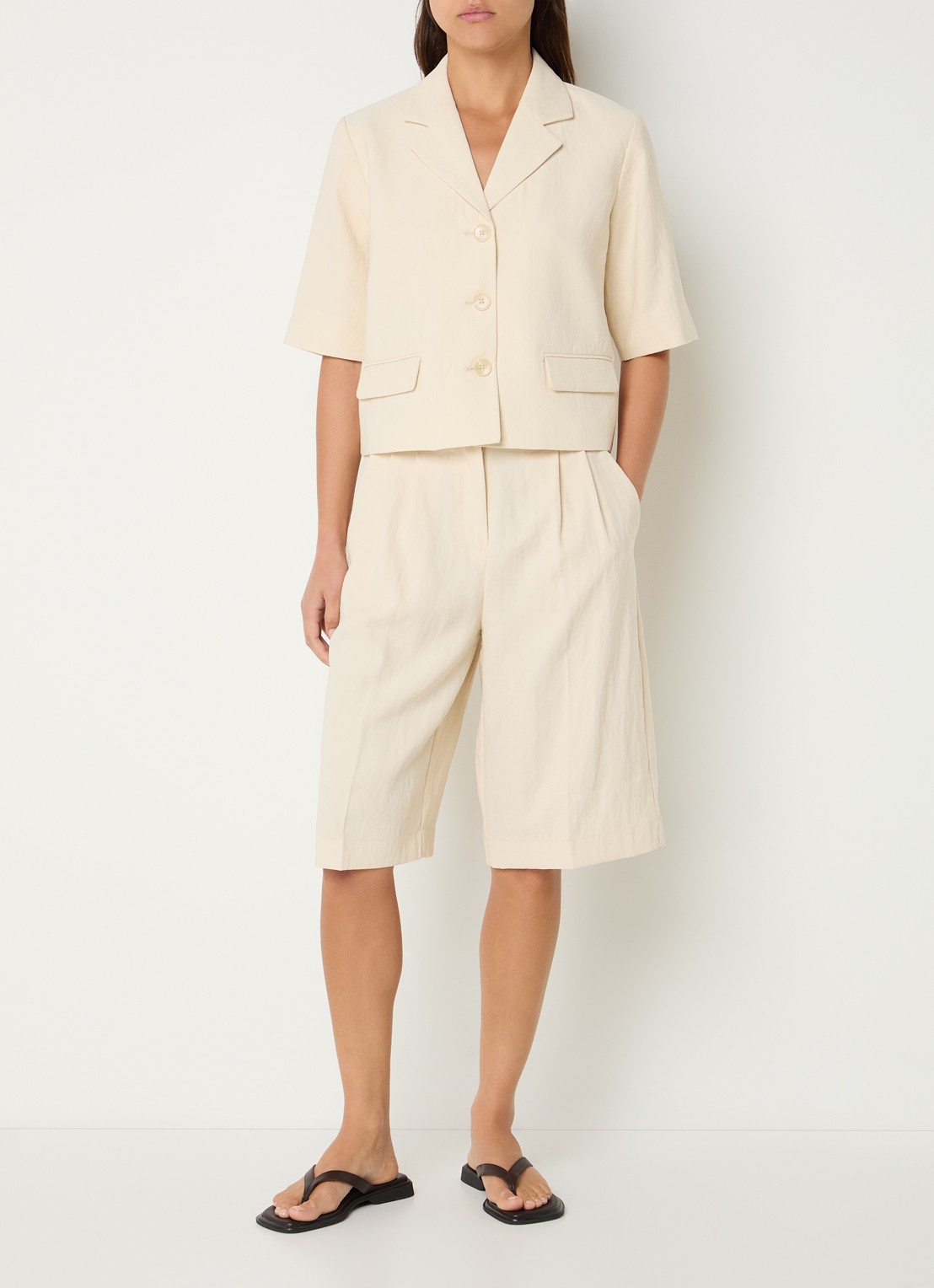 MSCH Copenhagen MSCHKeeley blouse met klepzakken - voorkant 4 beige