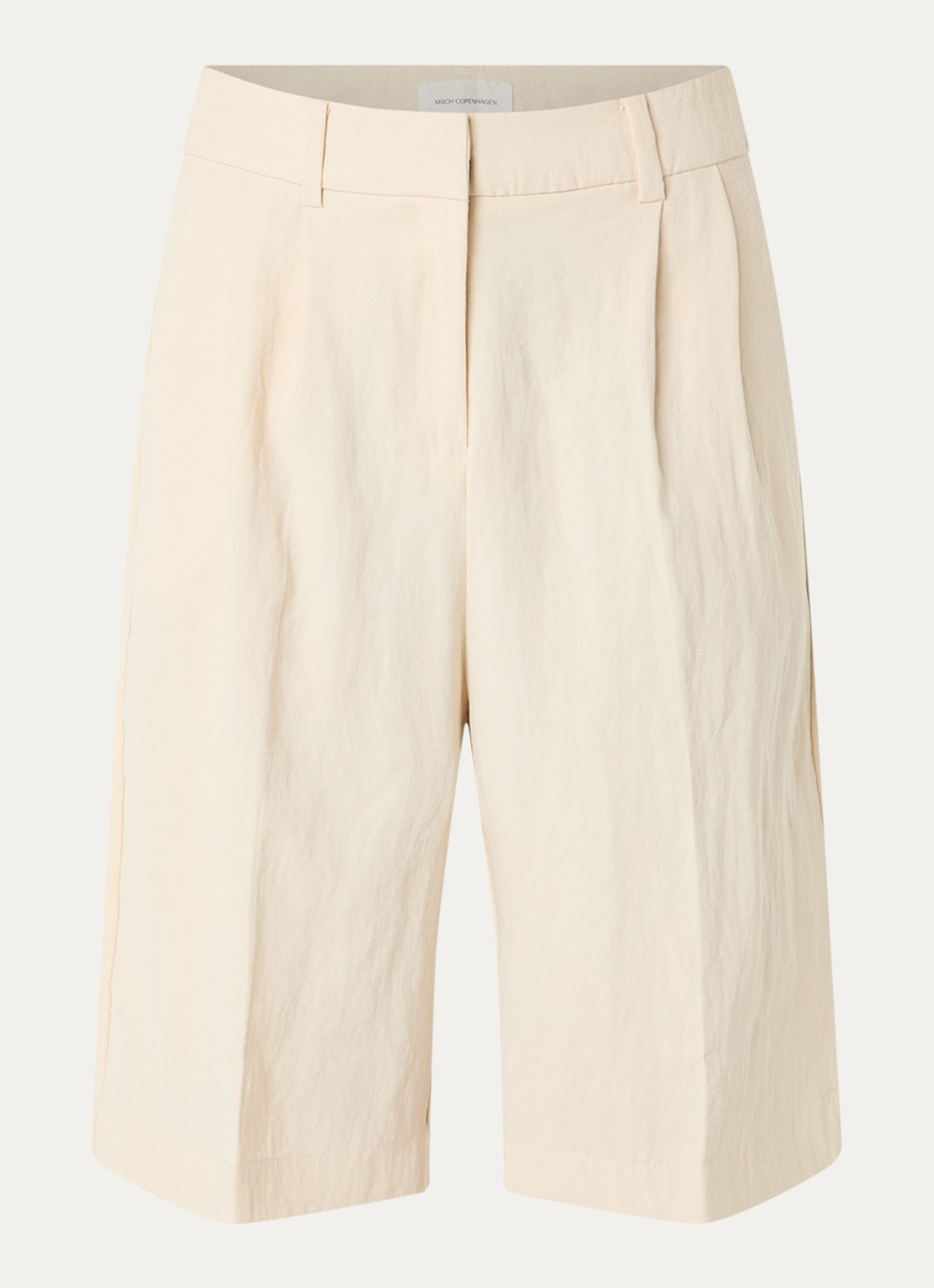 MSCH Copenhagen MSCHKeeley high waist wide fit korte broek met steekzakken - voorkant 2 beige
