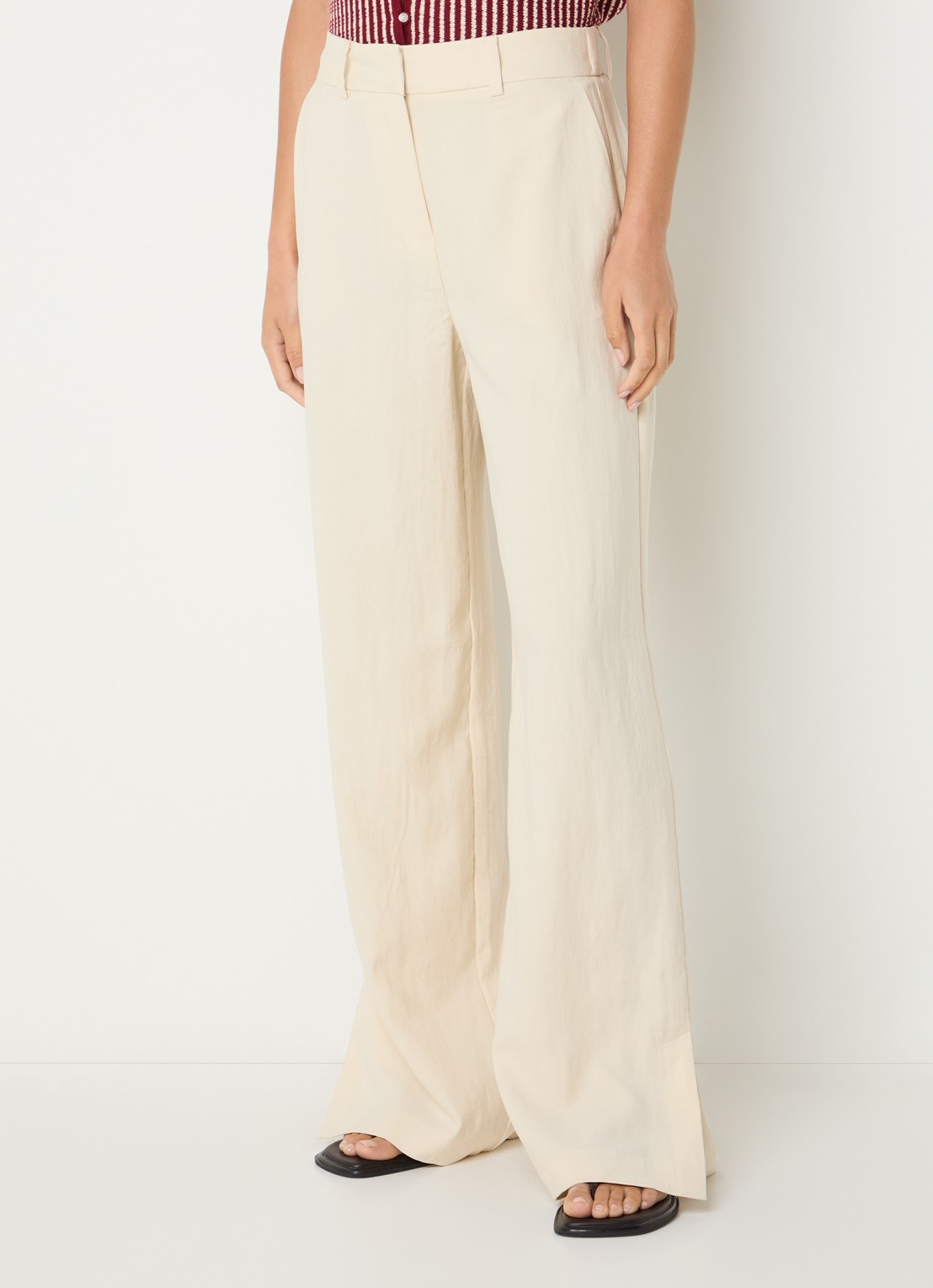 MSCH Copenhagen MSCHKeeley high waist wide fit pantalon met steekzakken - detail 3 beige