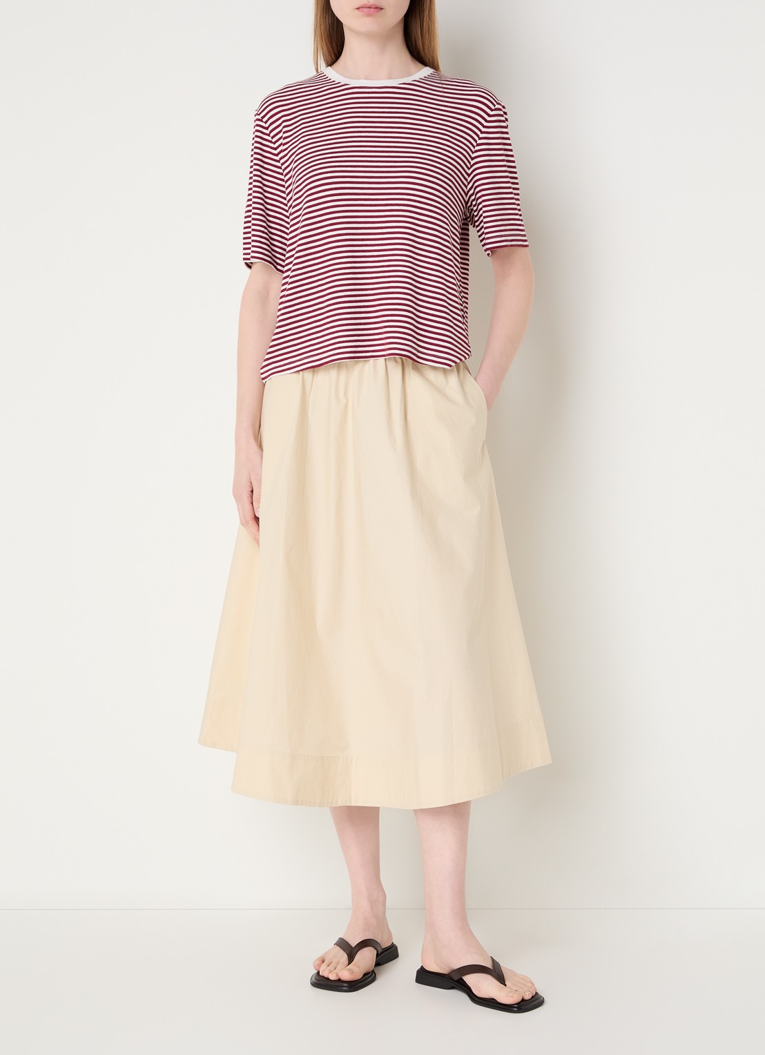 MSCH Copenhagen MSCHLenna midi A-lijn rok  - voorkant 4 beige