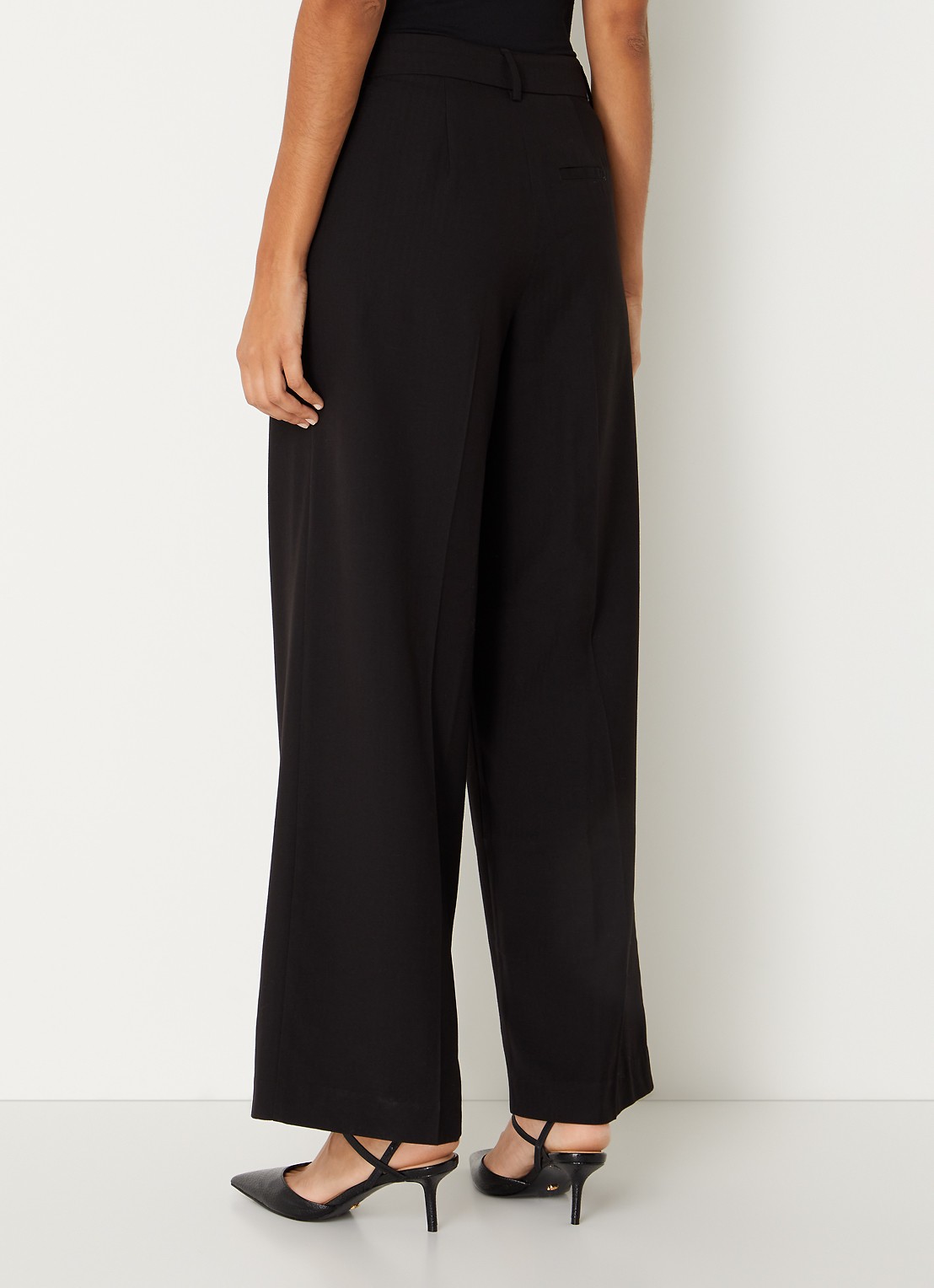 MSCH Copenhagen MSCHMachella high waist wide fit pantalon met steekzakken - achterkant 3 zwart