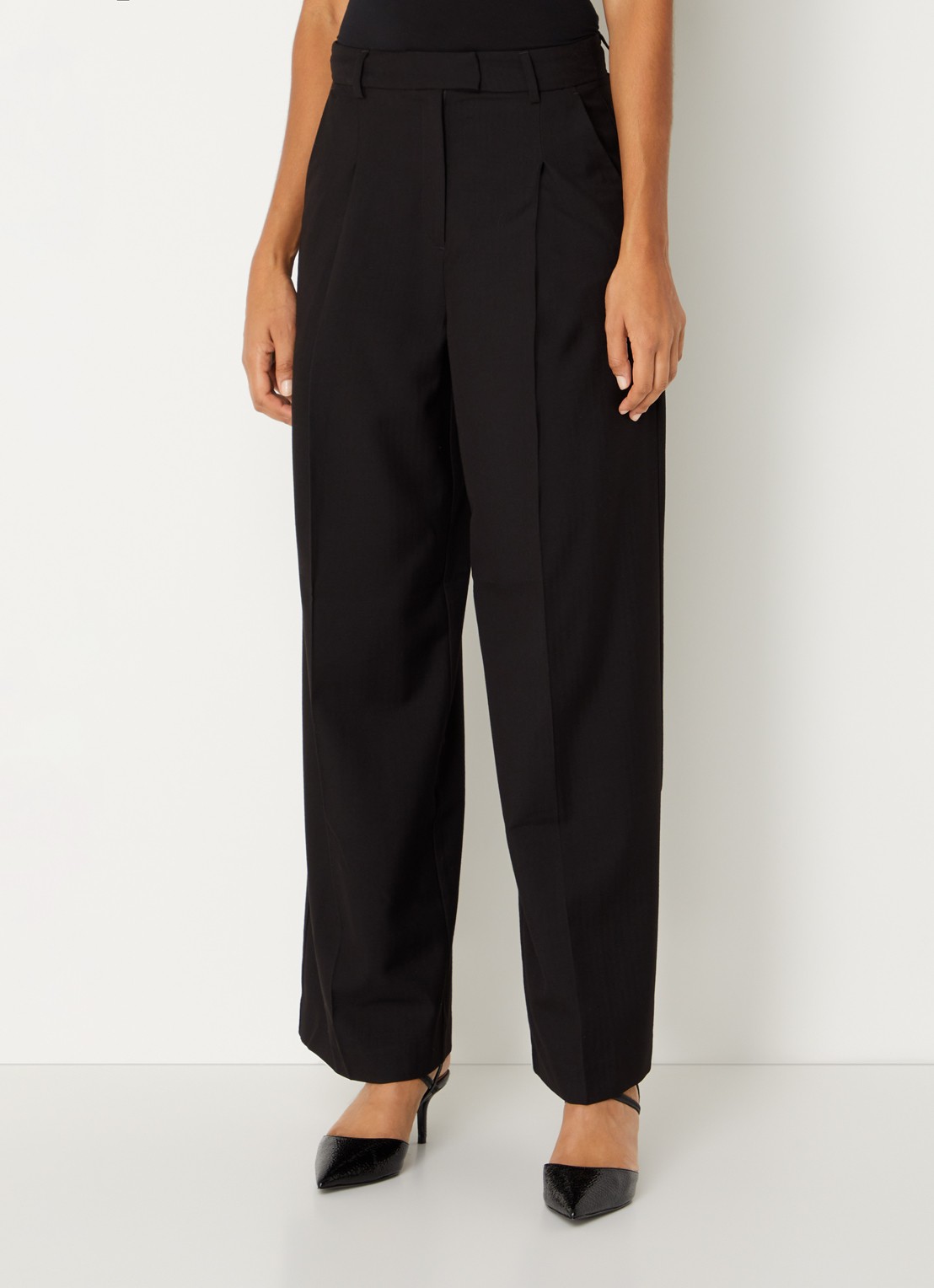 MSCH Copenhagen MSCHMachella high waist wide fit pantalon met steekzakken - detail 4 zwart