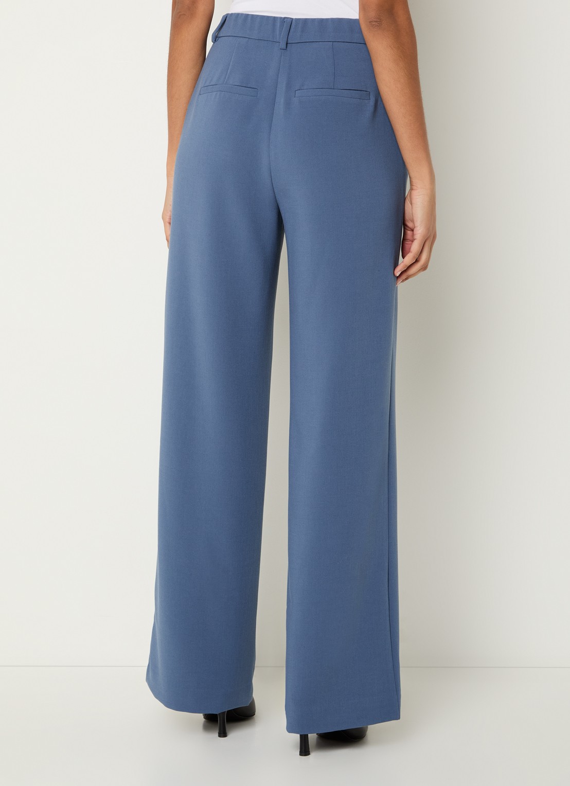 MSCH Copenhagen MSCHMacy high waist wide fit pantalon met steekzakken - achterkant staalblauw