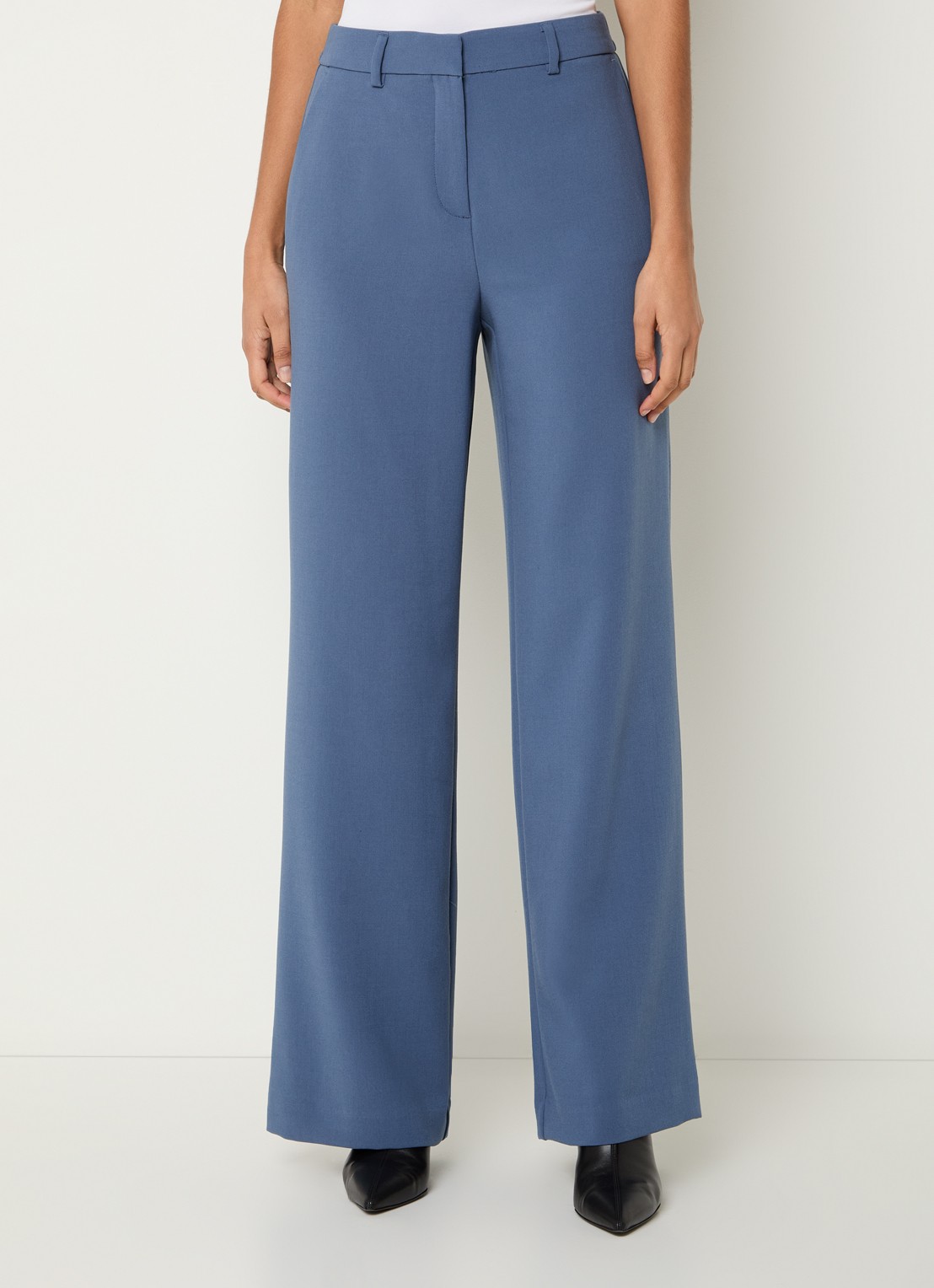 MSCH Copenhagen MSCHMacy high waist wide fit pantalon met steekzakken - detail 4 staalblauw