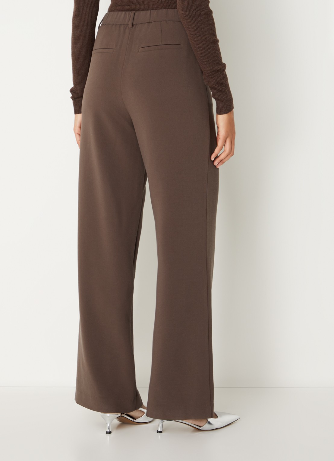 MSCH Copenhagen MSCHMacy Michelle high waist straight fit pantalon met steekzakken - achterkant bruin