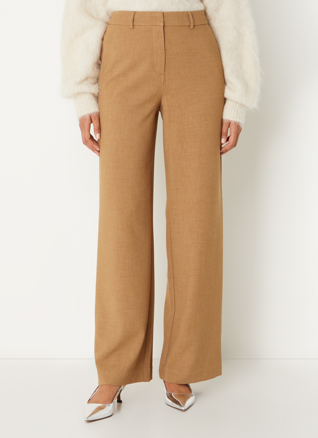 MSCH Copenhagen MSCHMacy Michelle high waist straight fit pantalon met steekzakken - detail 4 camel