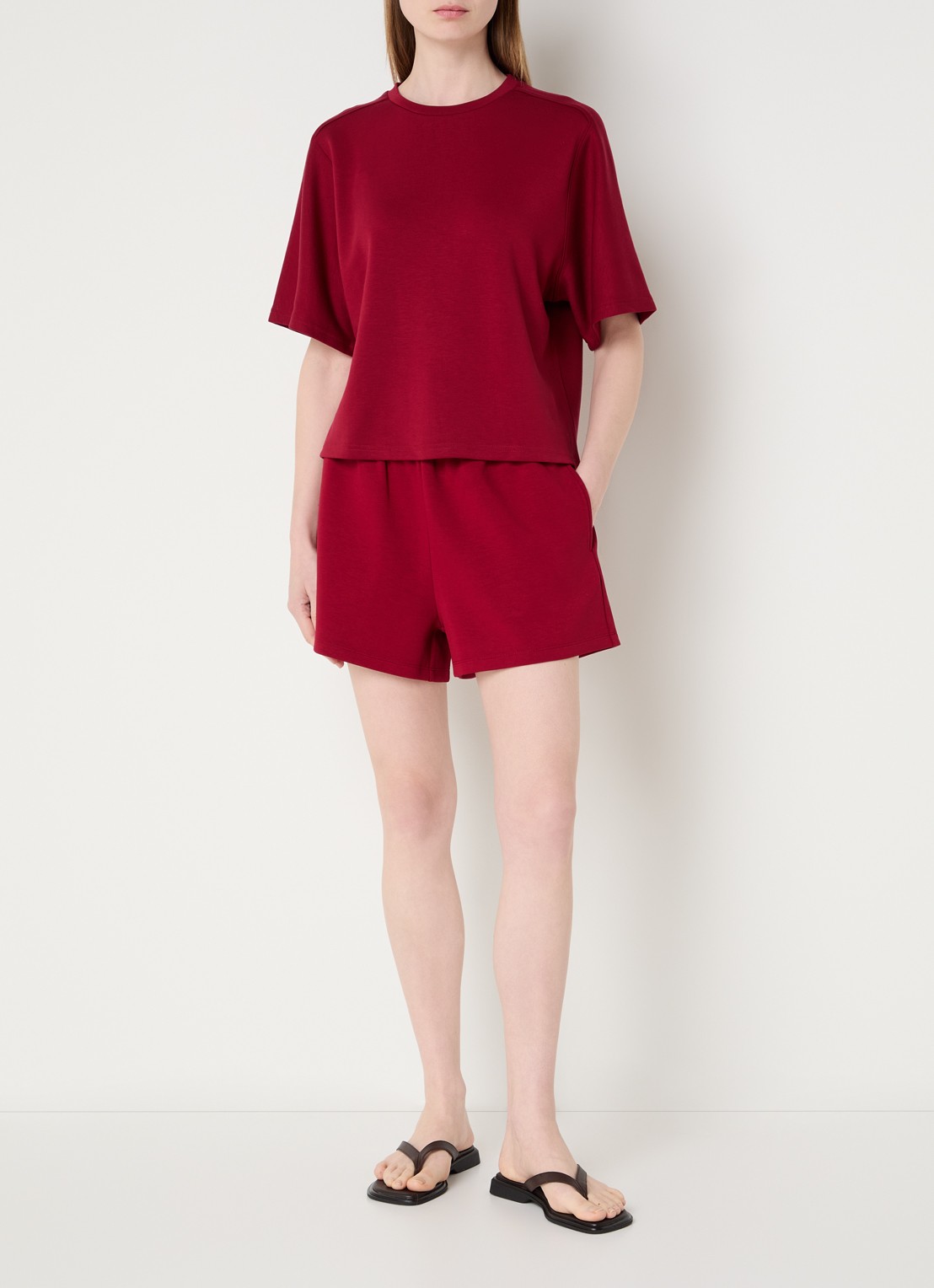 MSCH Copenhagen MSCHMaelee T-shirt met siernaad - voorkant 3 donkerrood