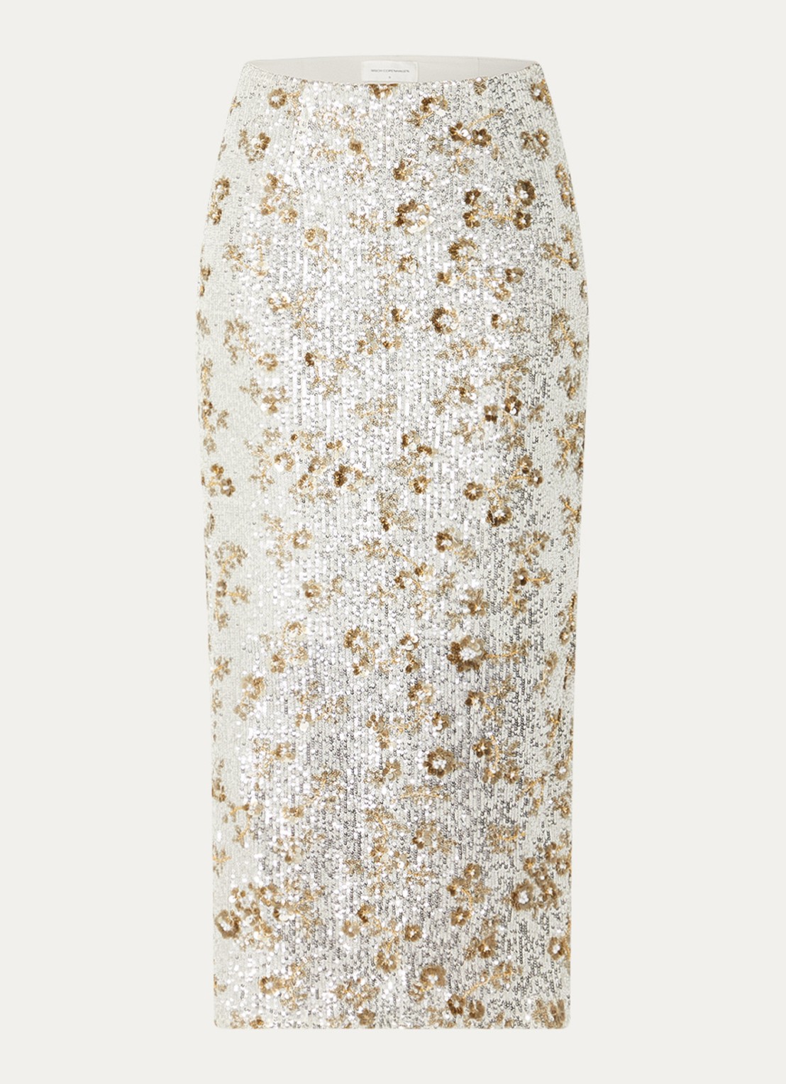 MSCH Copenhagen MSCHMagnolia midi rok met pailletten en kralendecoratie - voorkant 2 zilver
