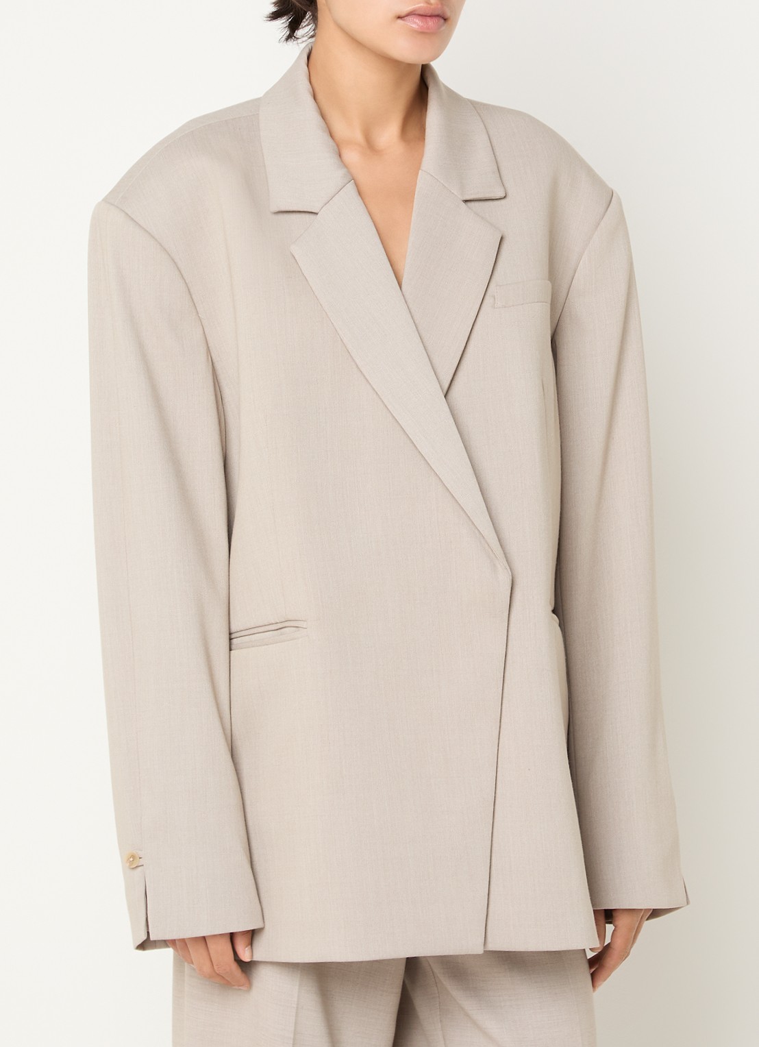 MSCH Copenhagen MSCHMarceli oversized blazer met schoudervulling - detail 3 taupe