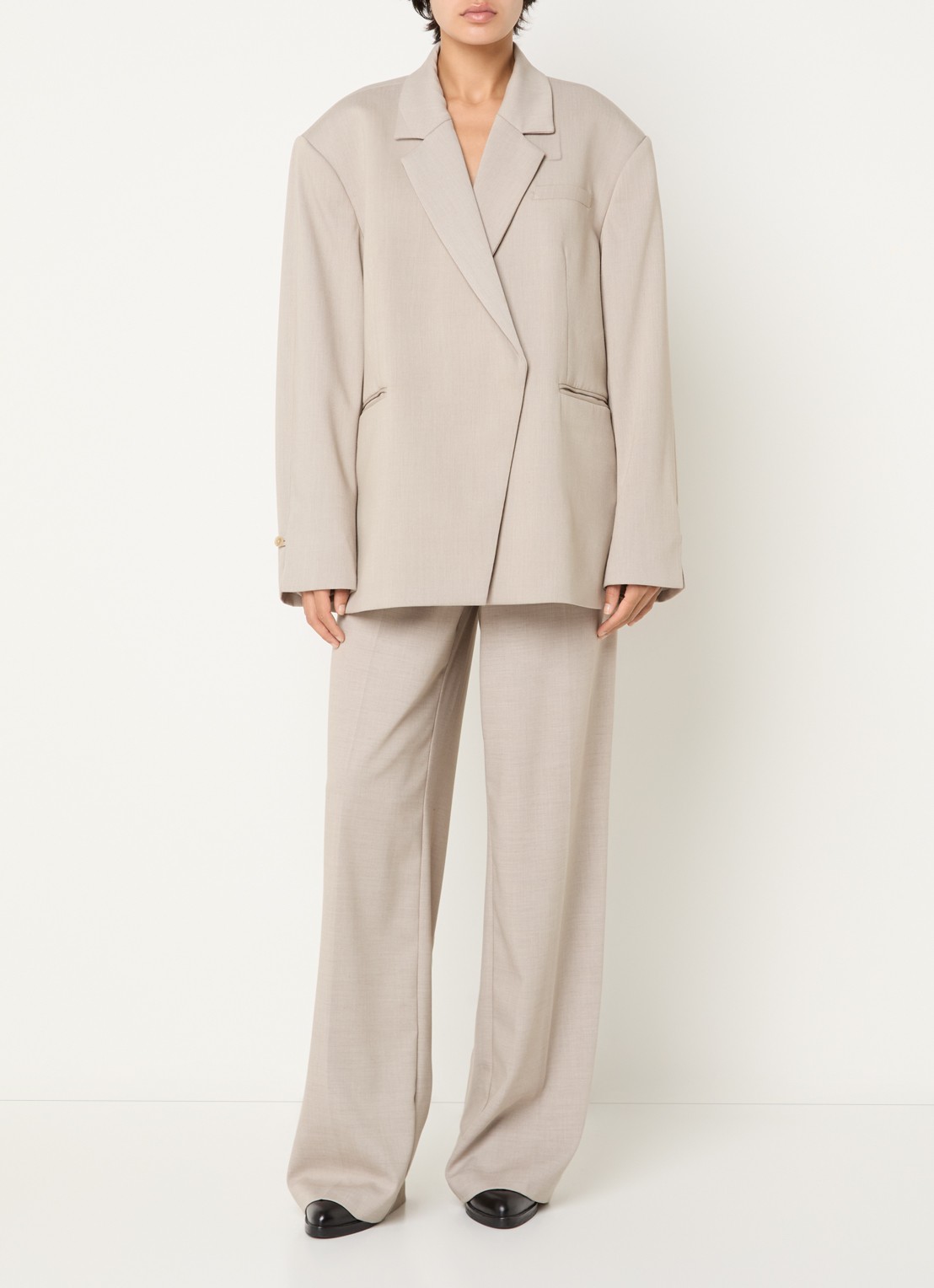 MSCH Copenhagen MSCHMarceli oversized blazer met schoudervulling - voorkant 2 taupe
