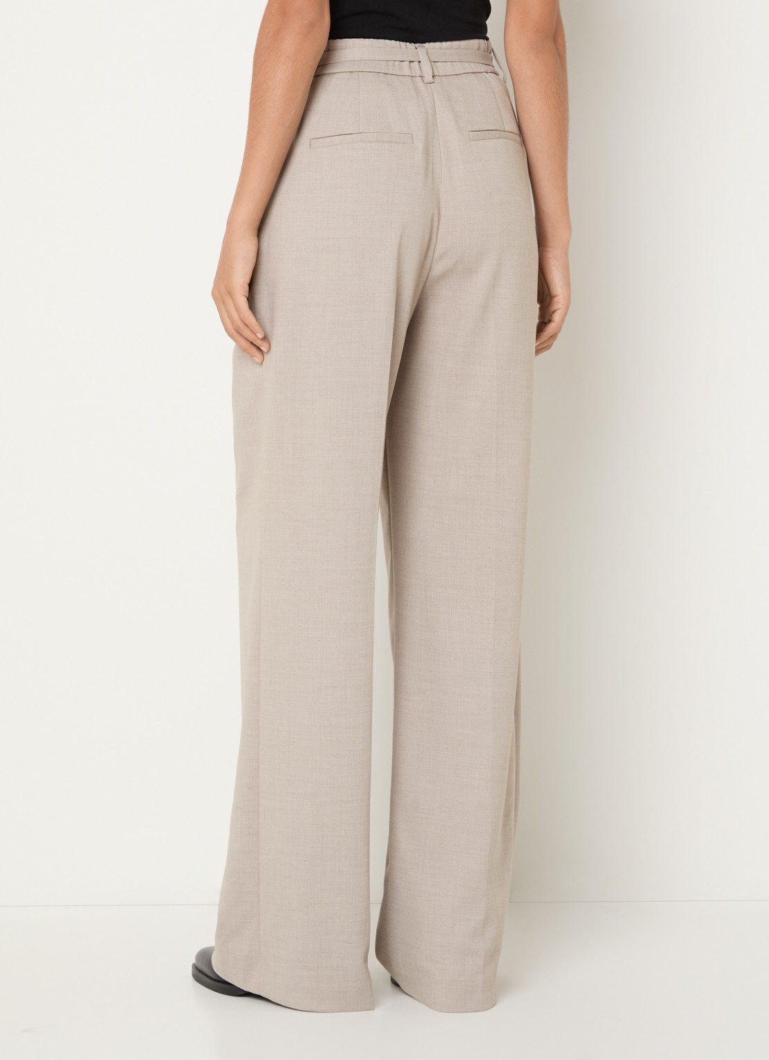 MSCH Copenhagen MSCHMarcell high waist straight fit pantalon met strikceintuur - achterkant 3 taupe
