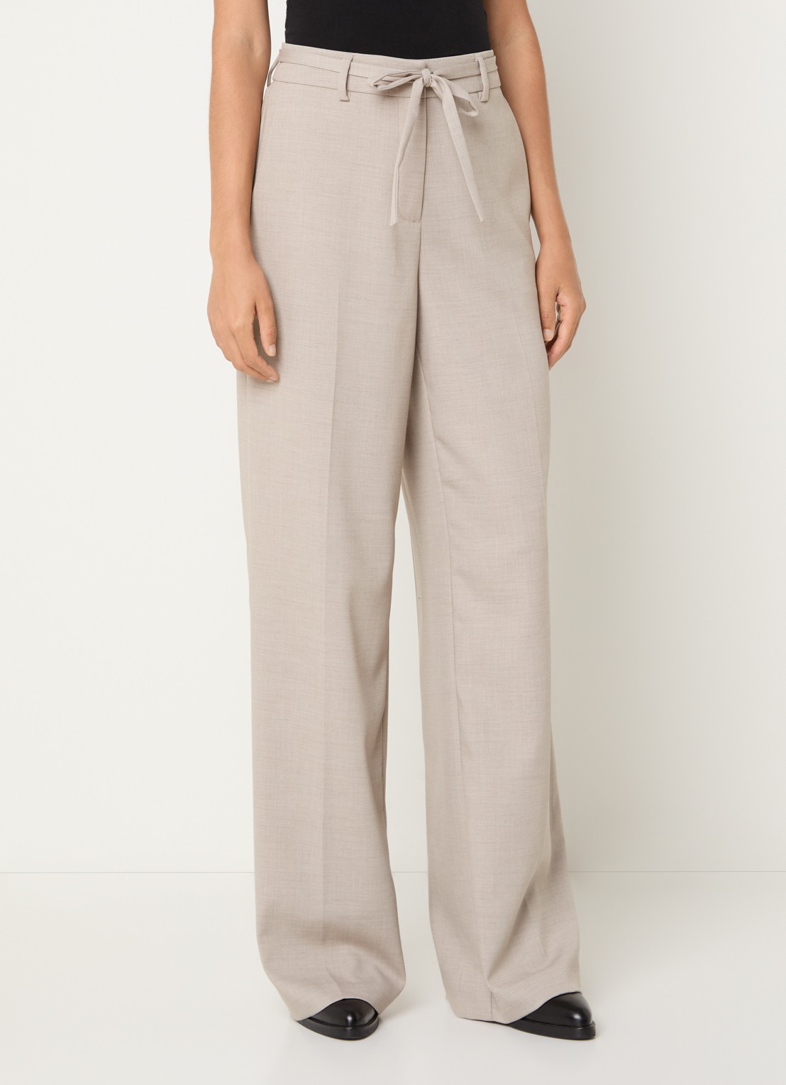 MSCH Copenhagen MSCHMarcell high waist straight fit pantalon met strikceintuur - detail 4 taupe